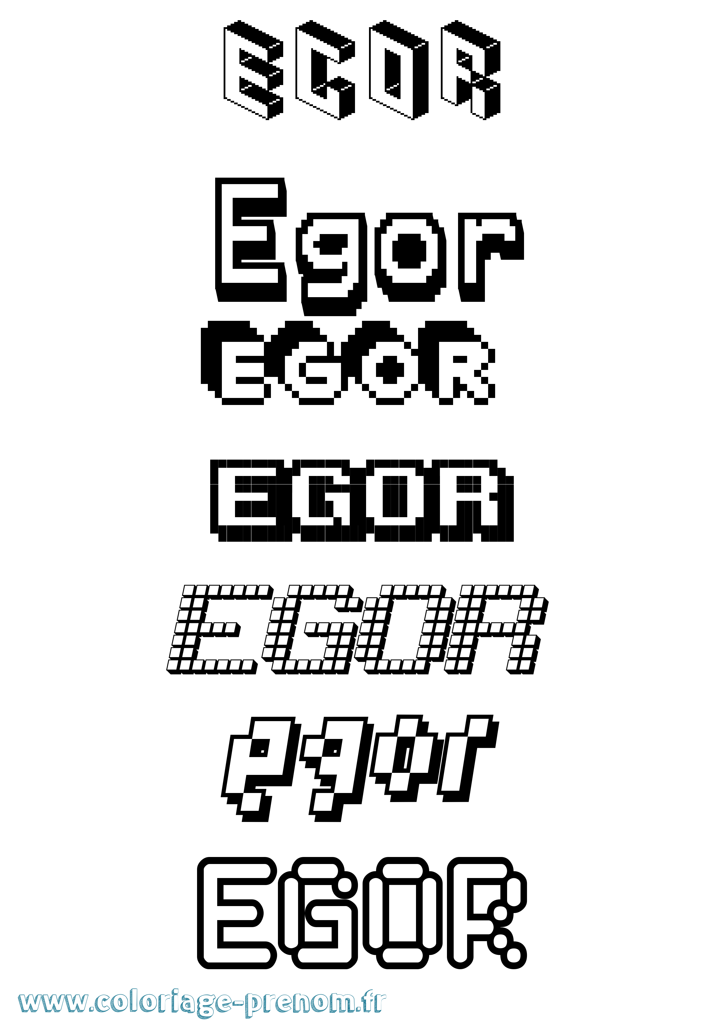 Coloriage prénom Egor Pixel