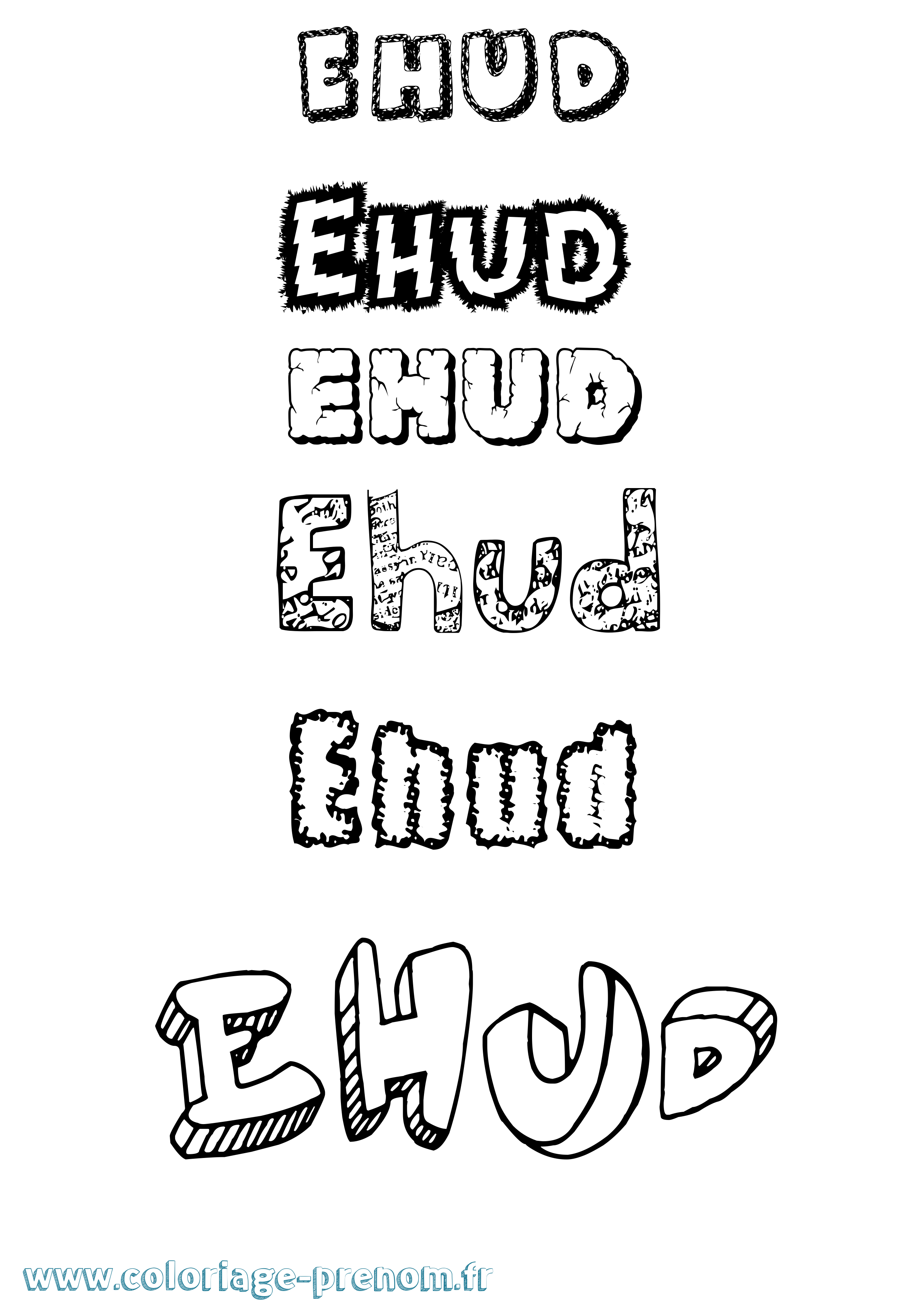 Coloriage prénom Ehud Destructuré