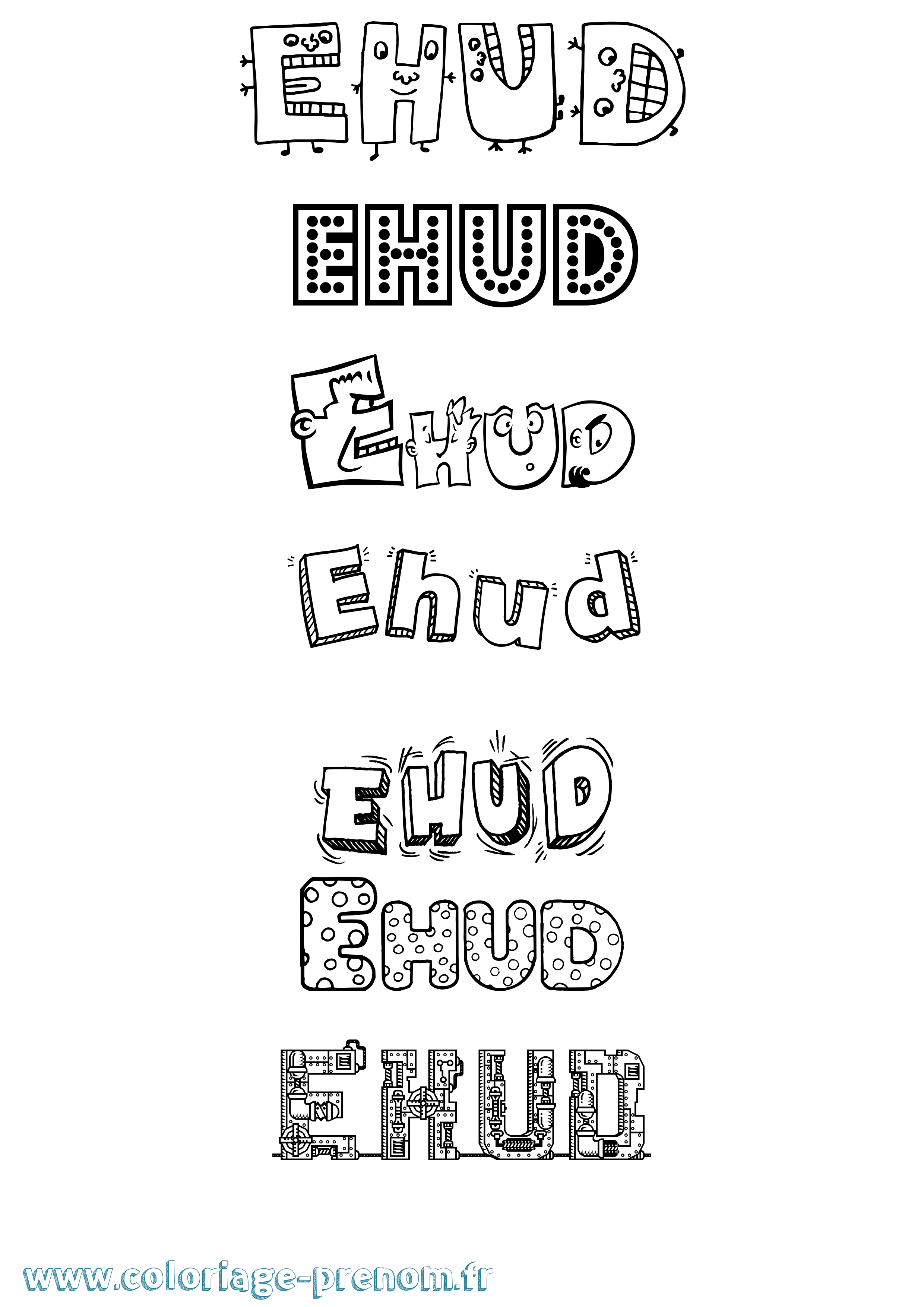 Coloriage prénom Ehud Fun