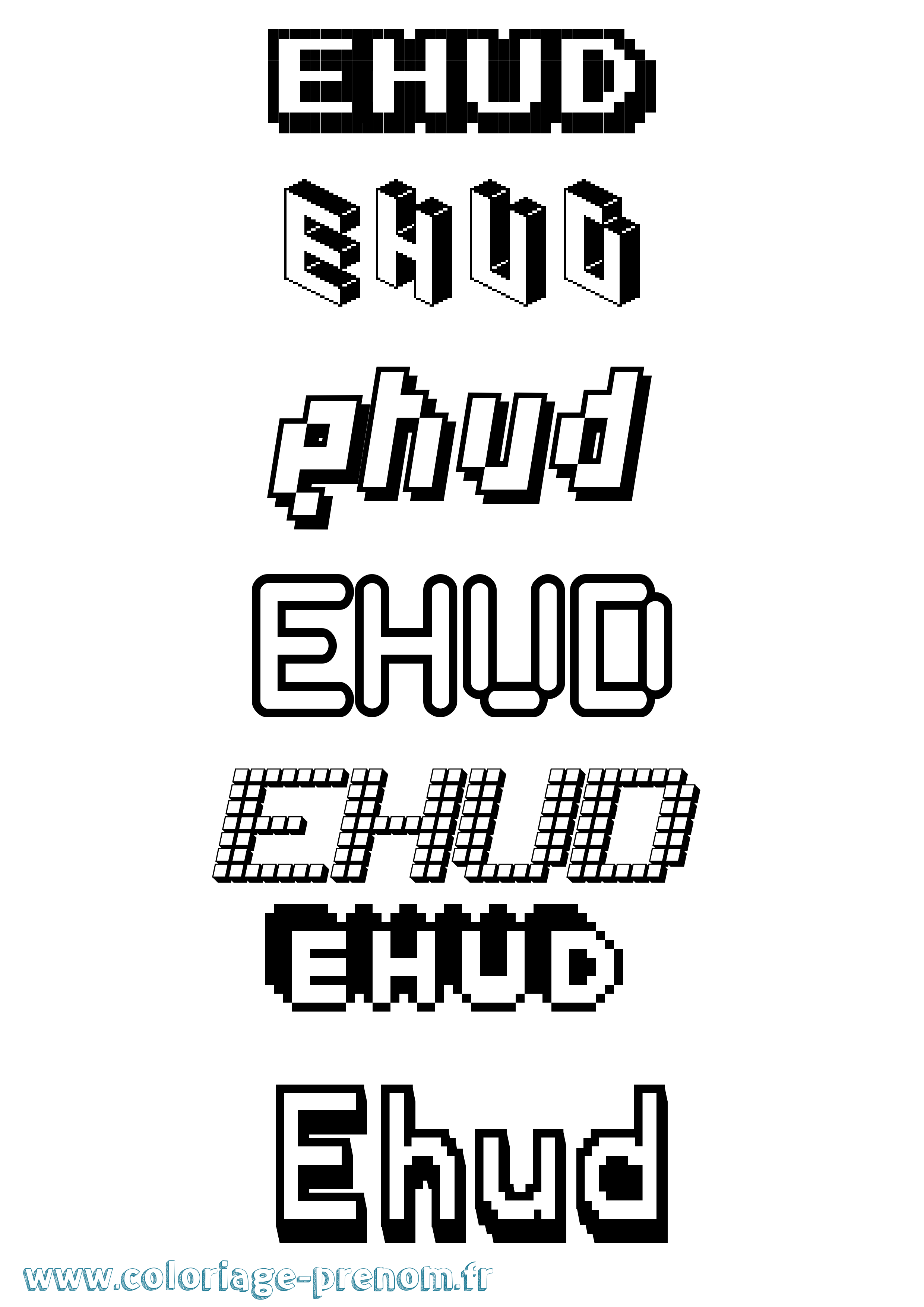 Coloriage prénom Ehud Pixel