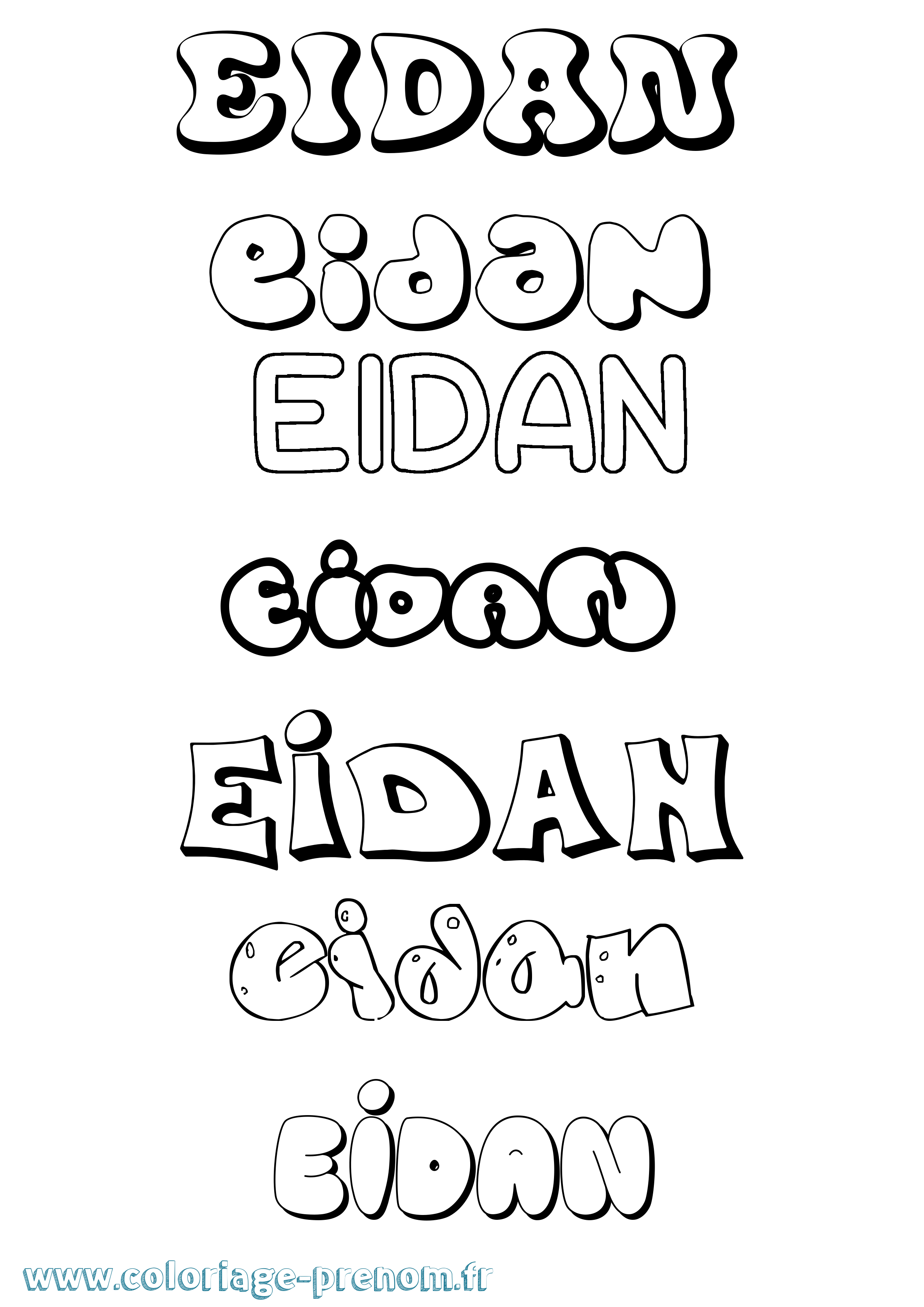 Coloriage prénom Eidan Bubble