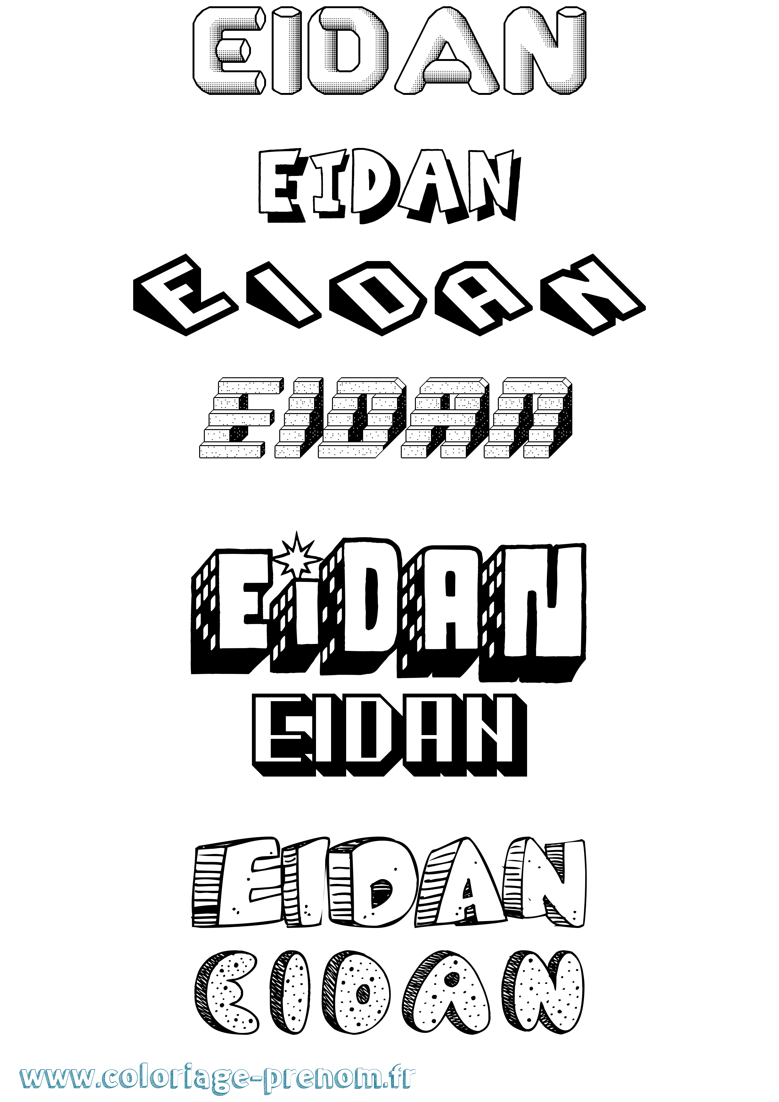 Coloriage prénom Eidan Effet 3D