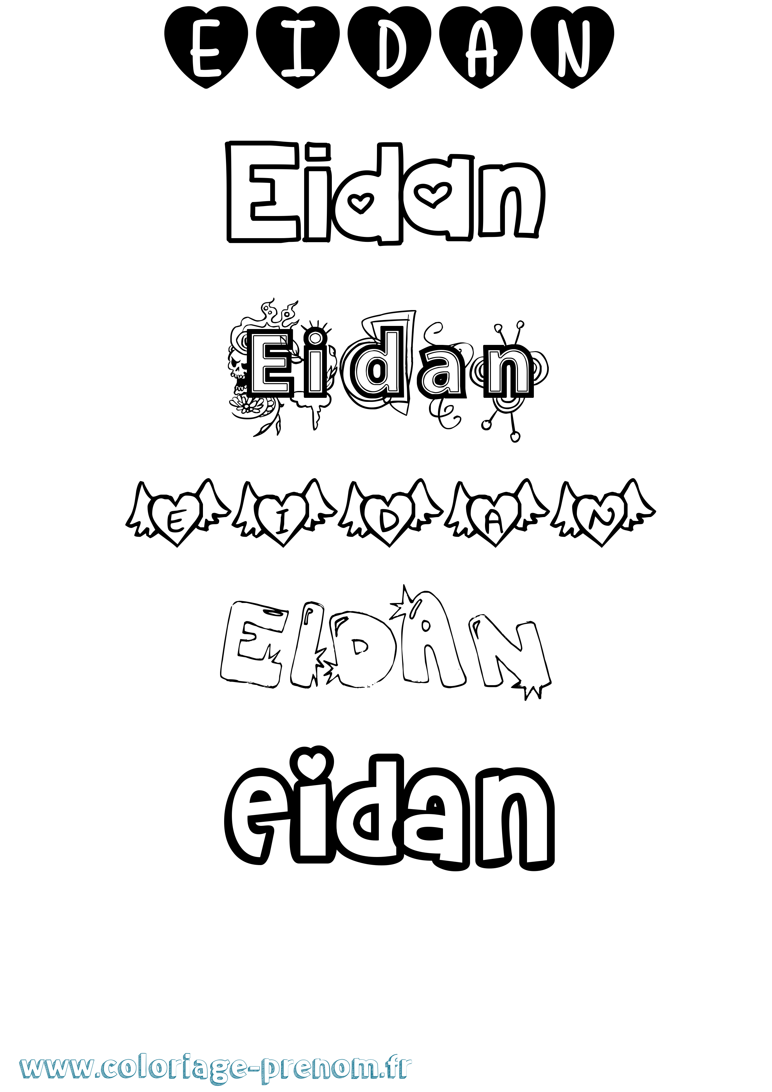 Coloriage prénom Eidan Girly