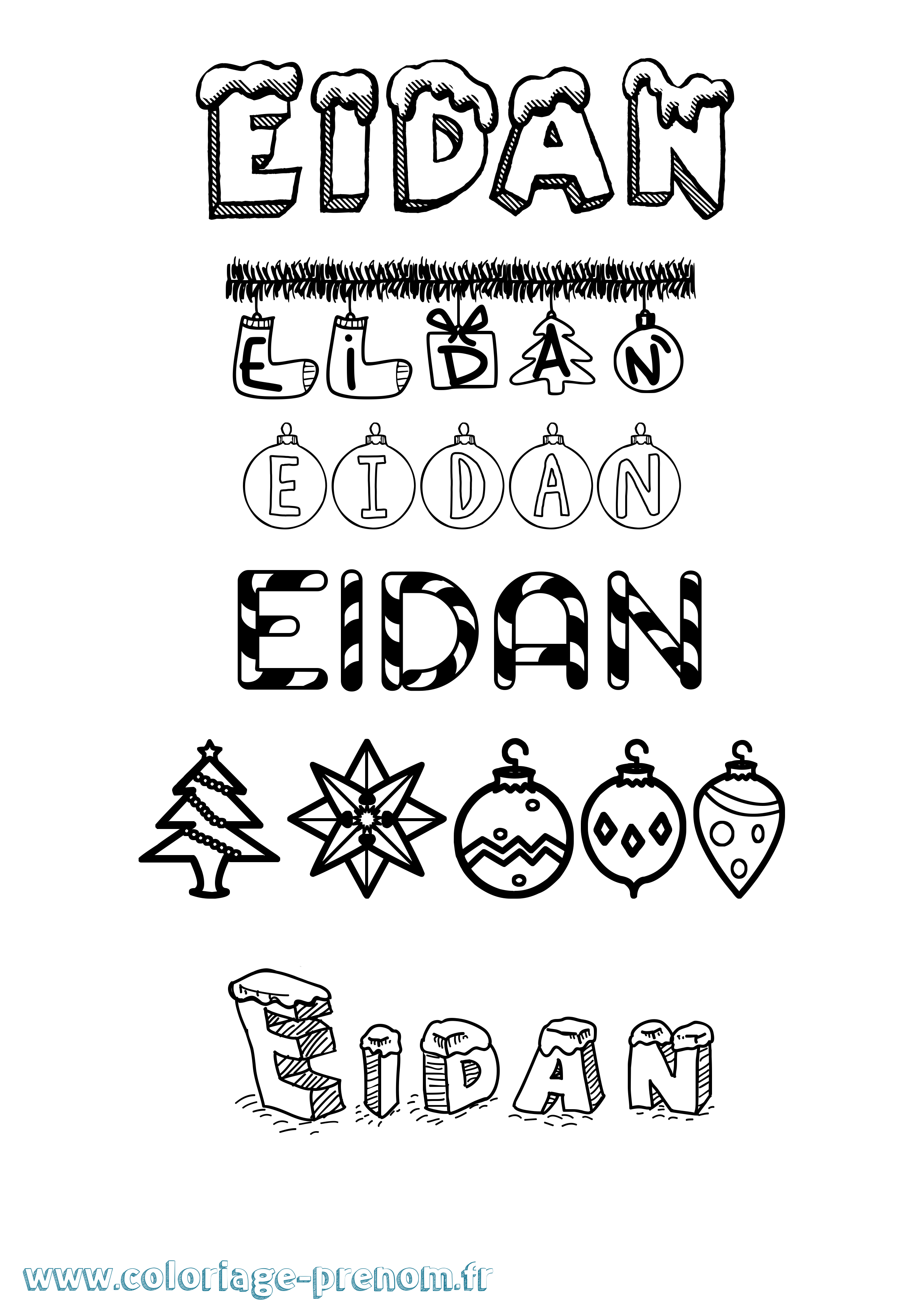 Coloriage prénom Eidan Noël