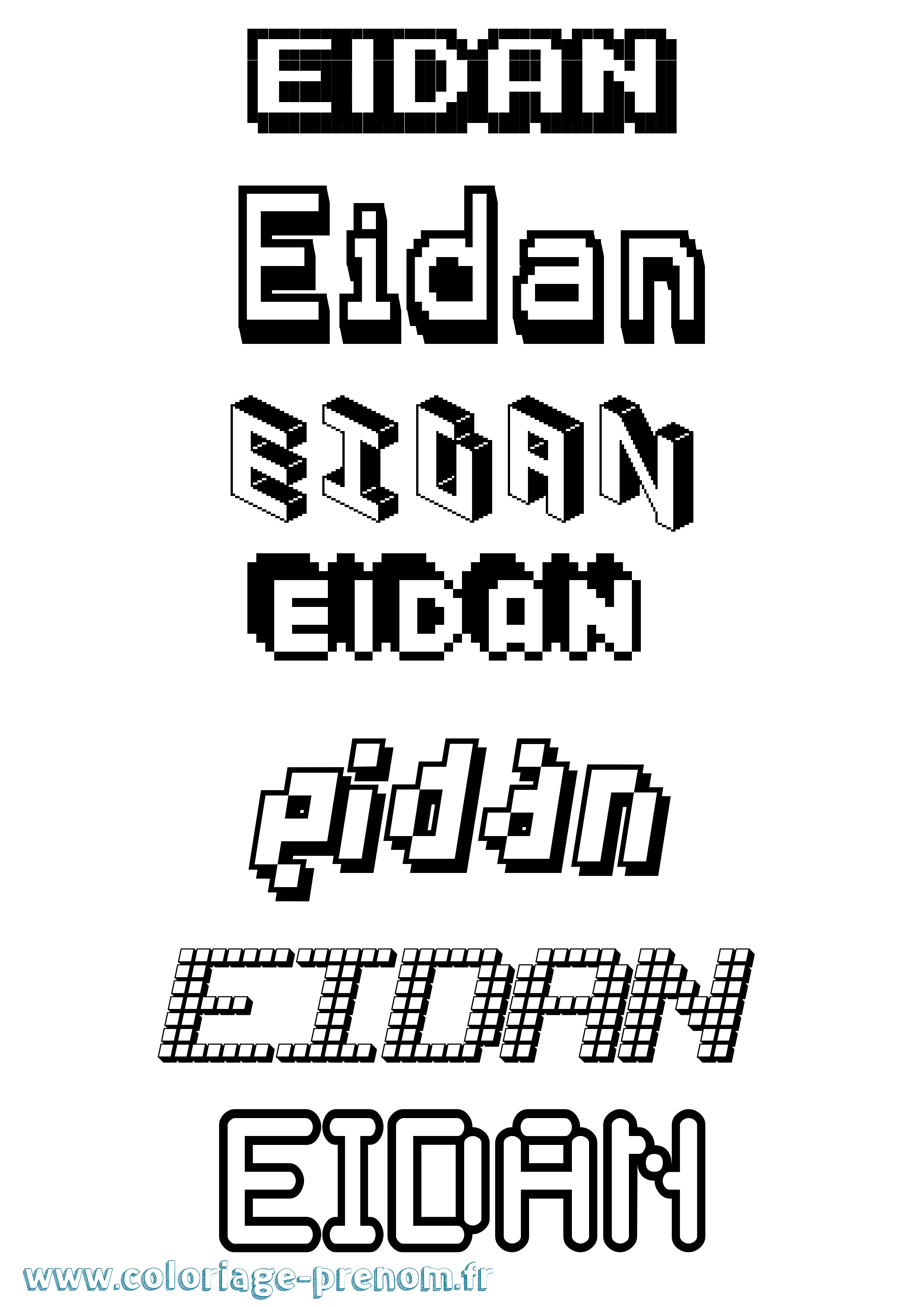 Coloriage prénom Eidan Pixel