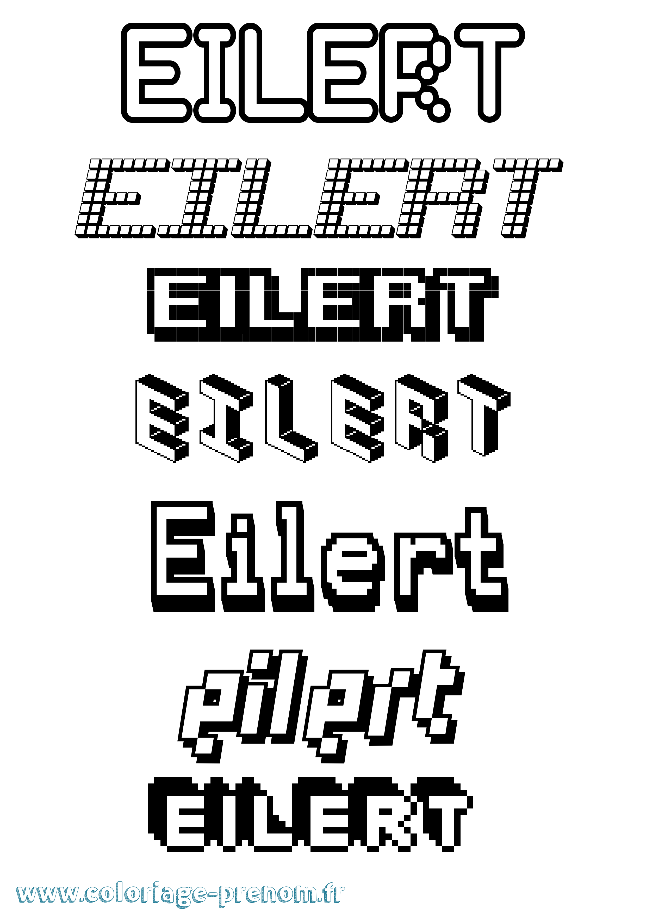 Coloriage prénom Eilert Pixel