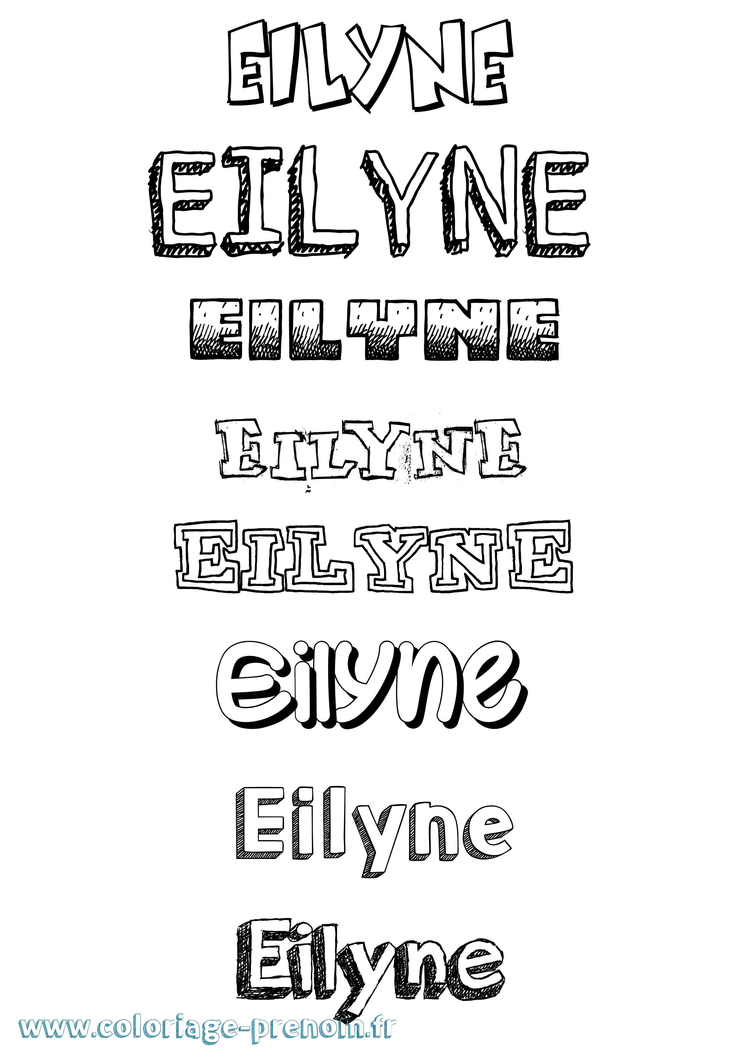 Coloriage prénom Eilyne Dessiné
