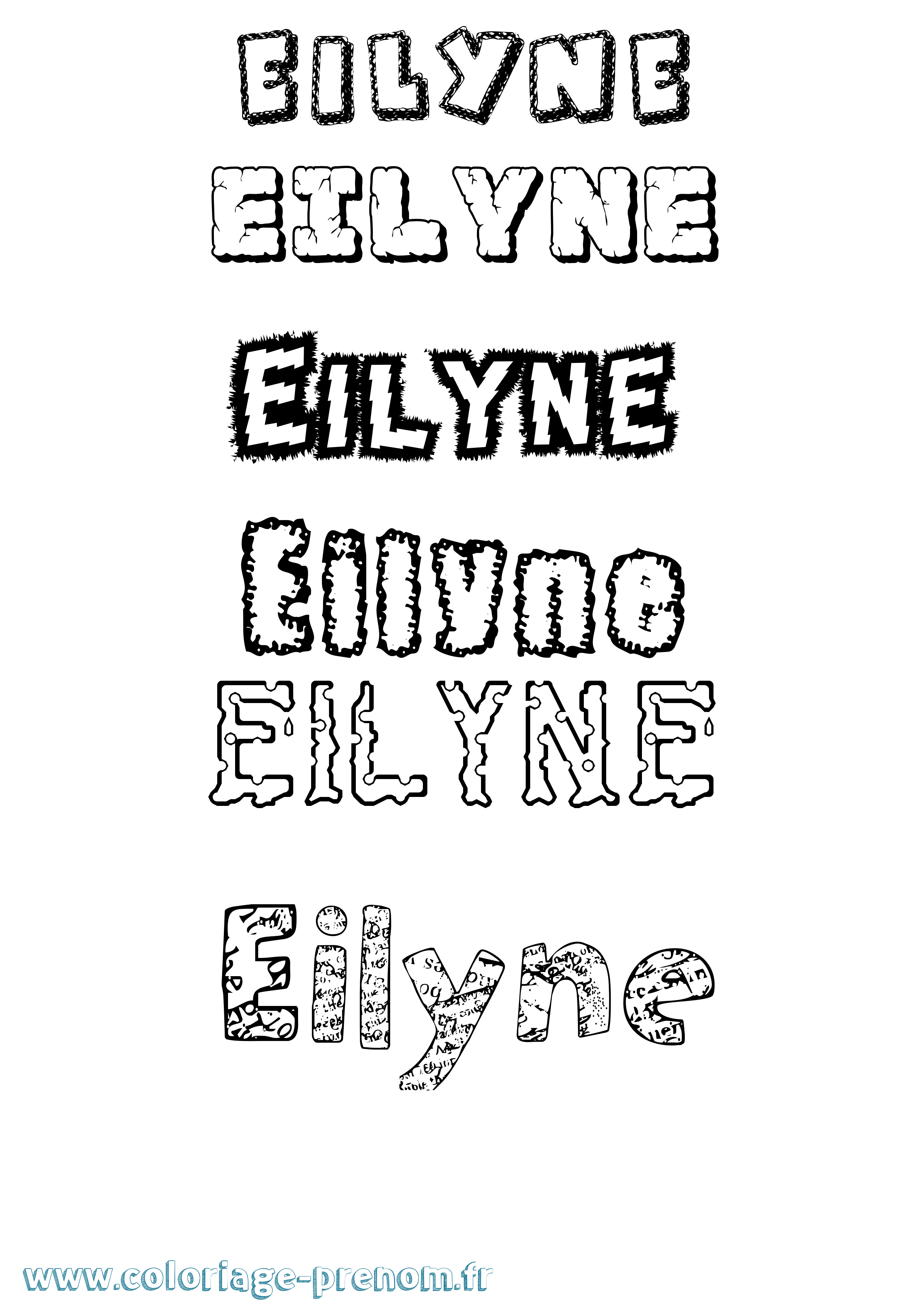 Coloriage prénom Eilyne Destructuré