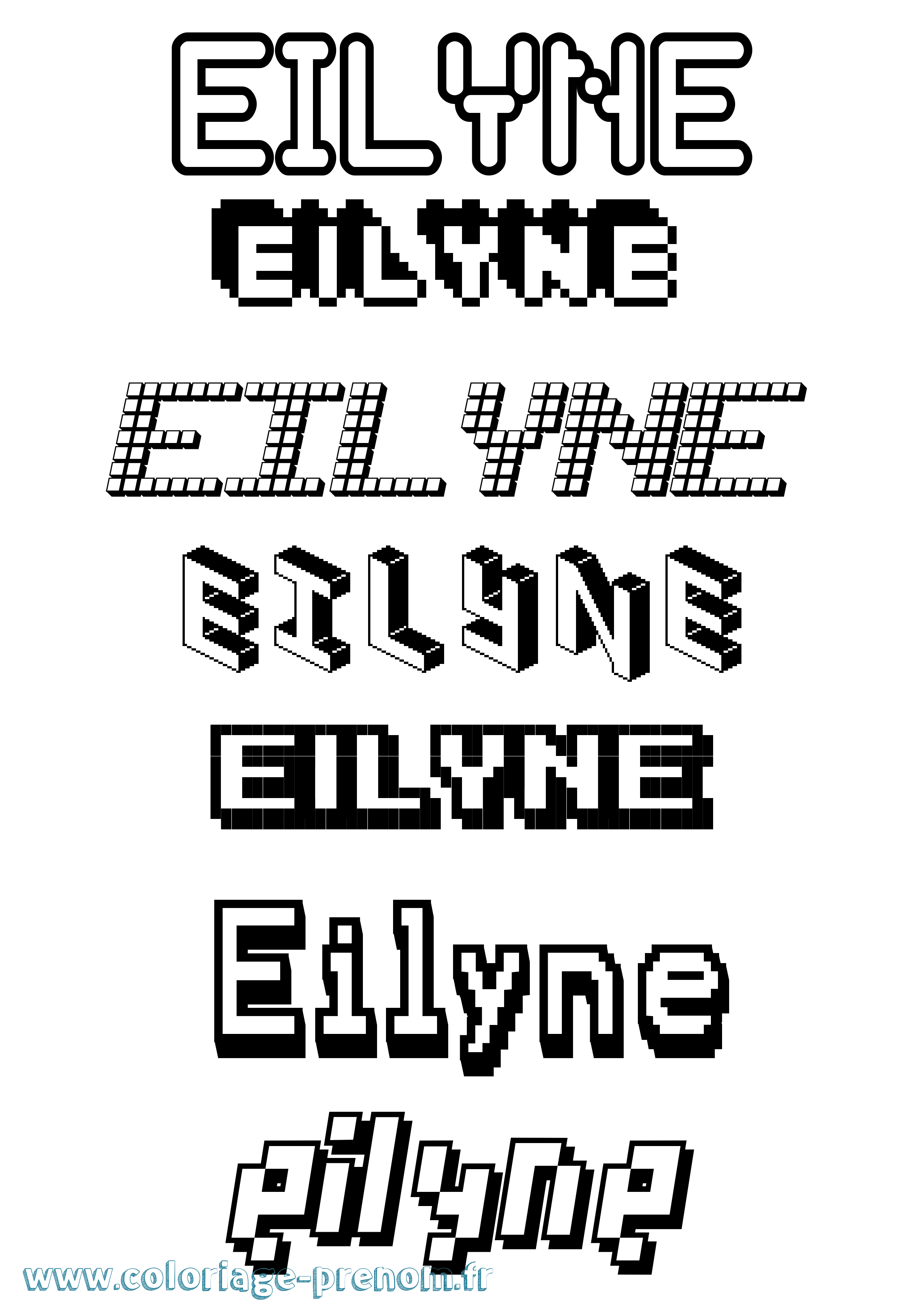 Coloriage prénom Eilyne Pixel