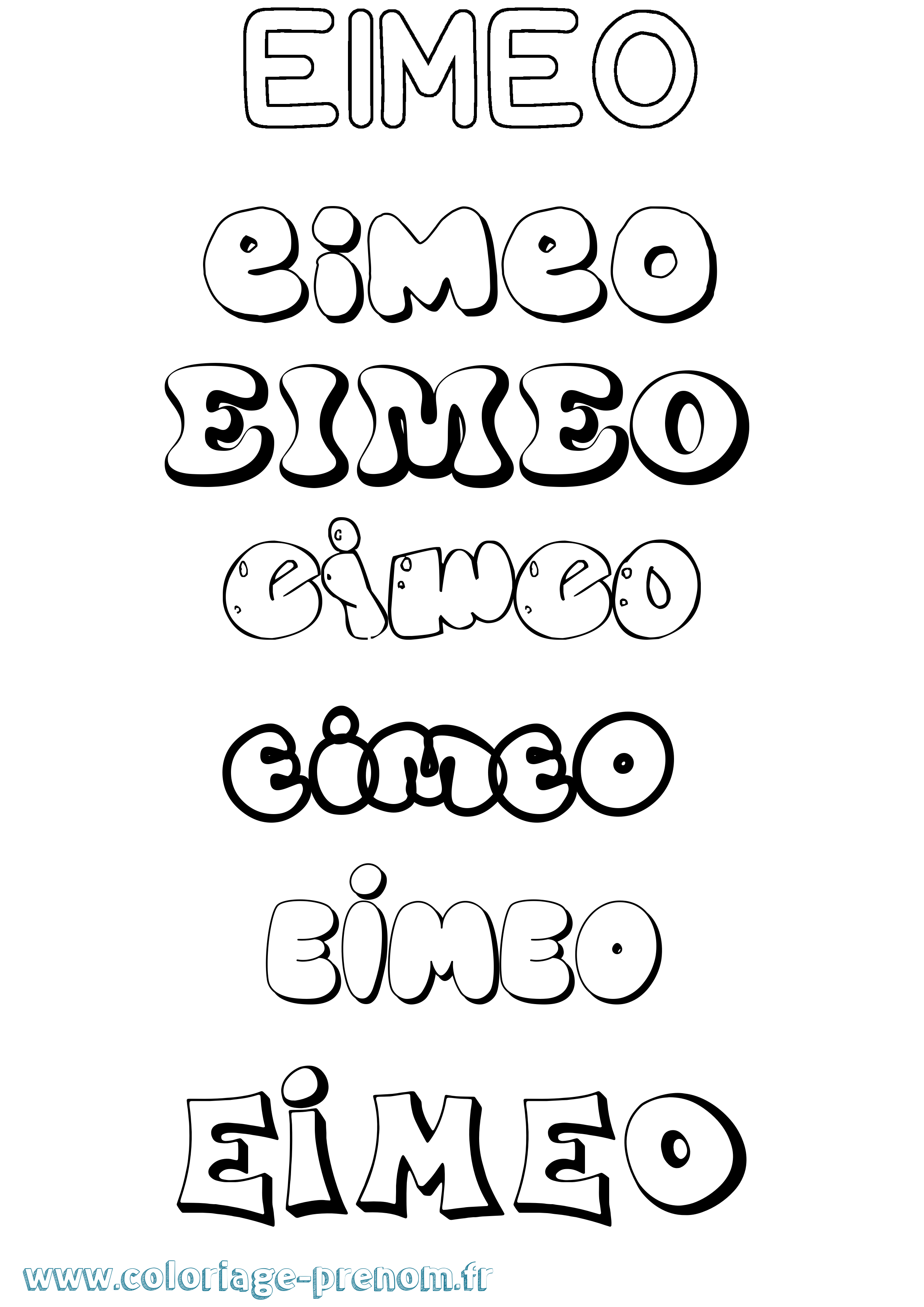 Coloriage prénom Eimeo Bubble