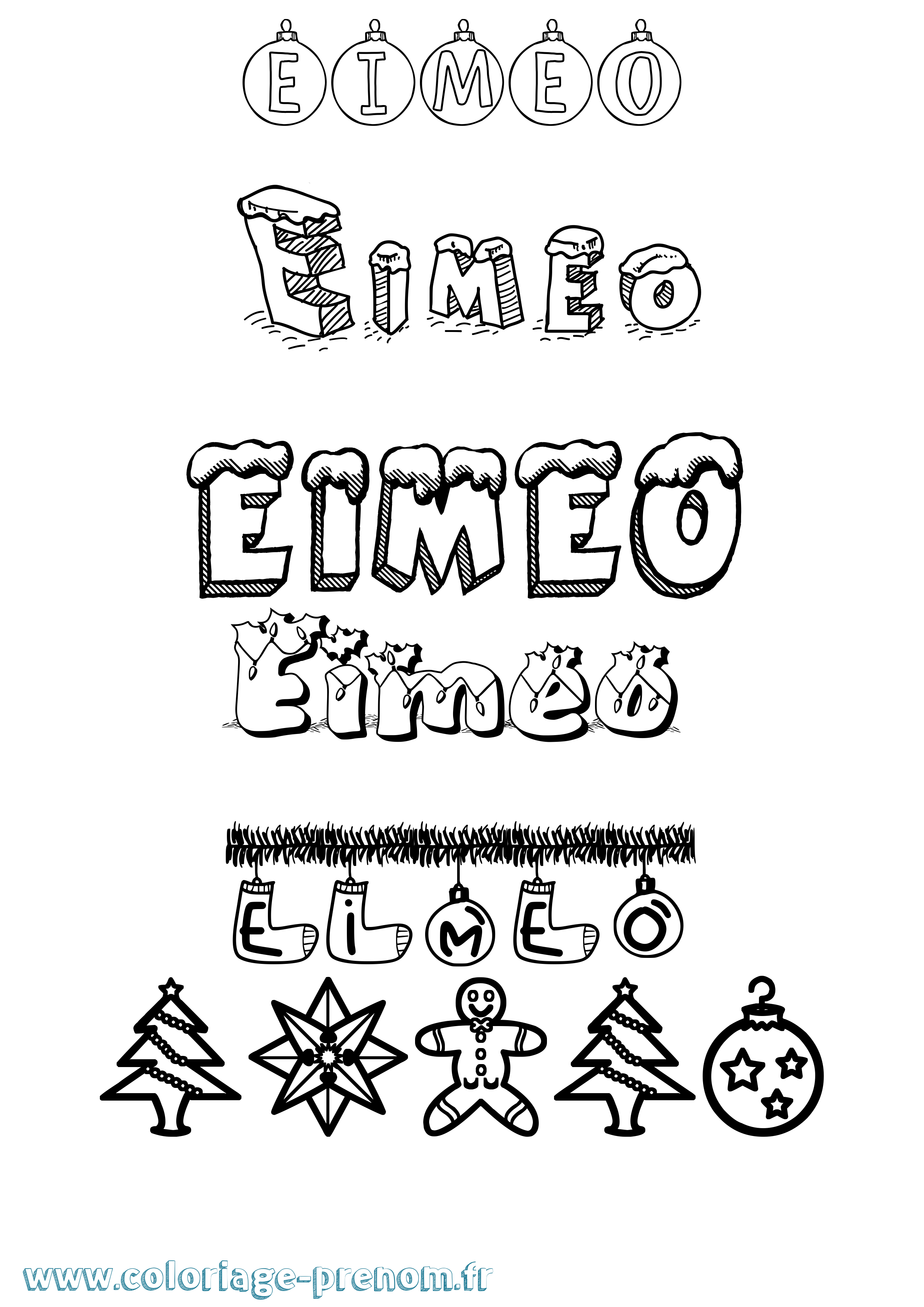 Coloriage prénom Eimeo Noël