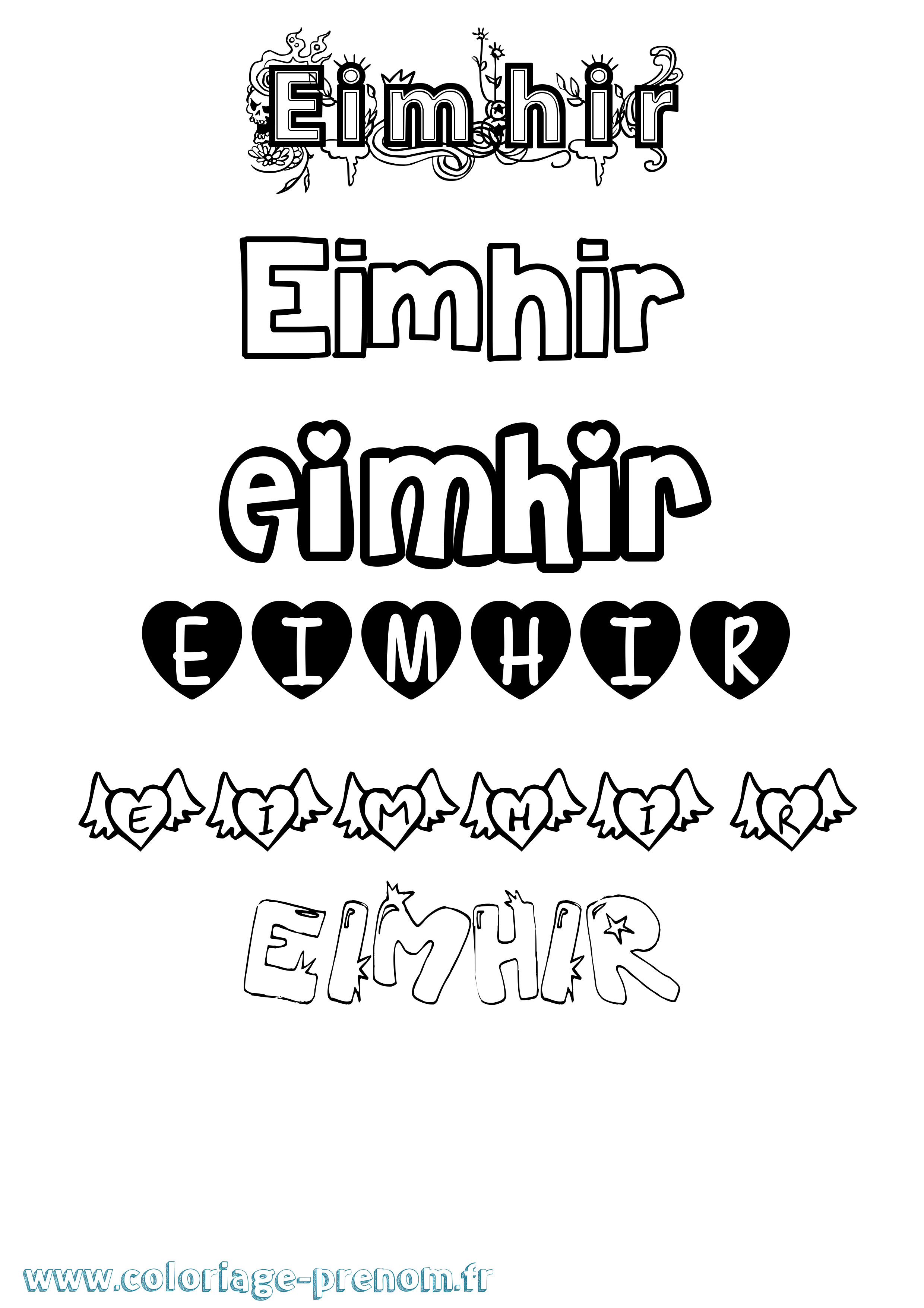 Coloriage prénom Eimhir Girly