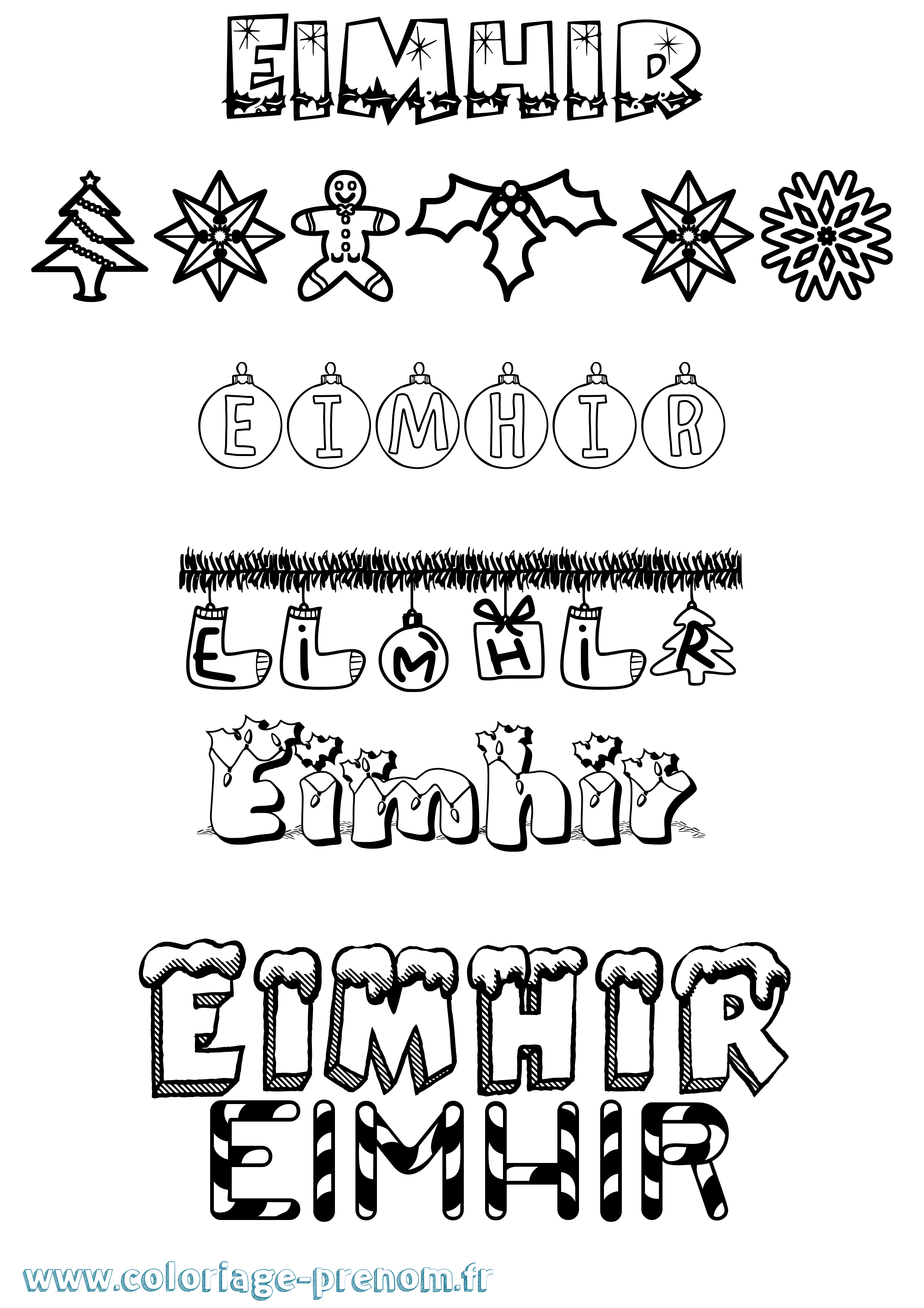 Coloriage prénom Eimhir Noël