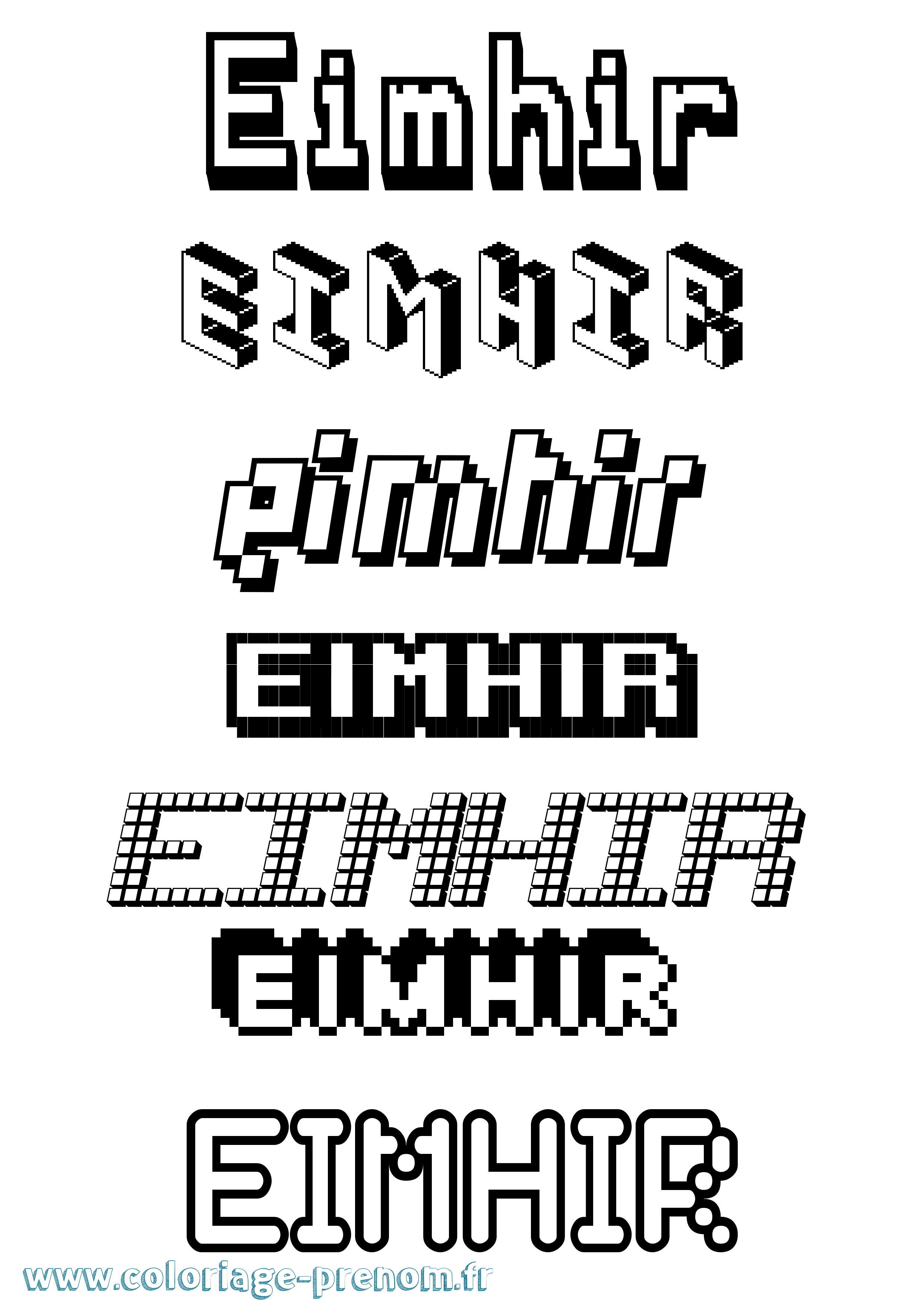 Coloriage prénom Eimhir Pixel