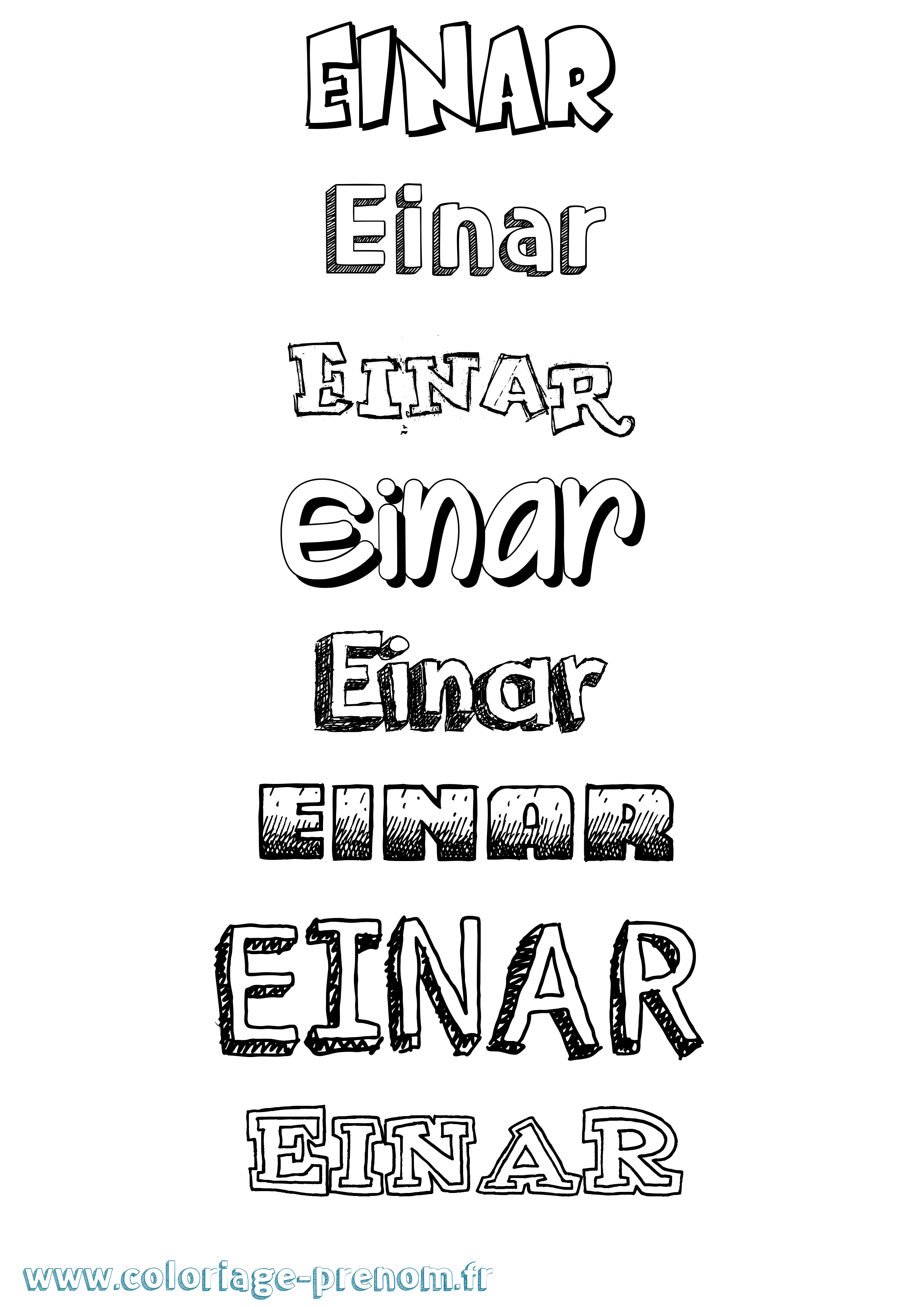Coloriage prénom Einar Dessiné