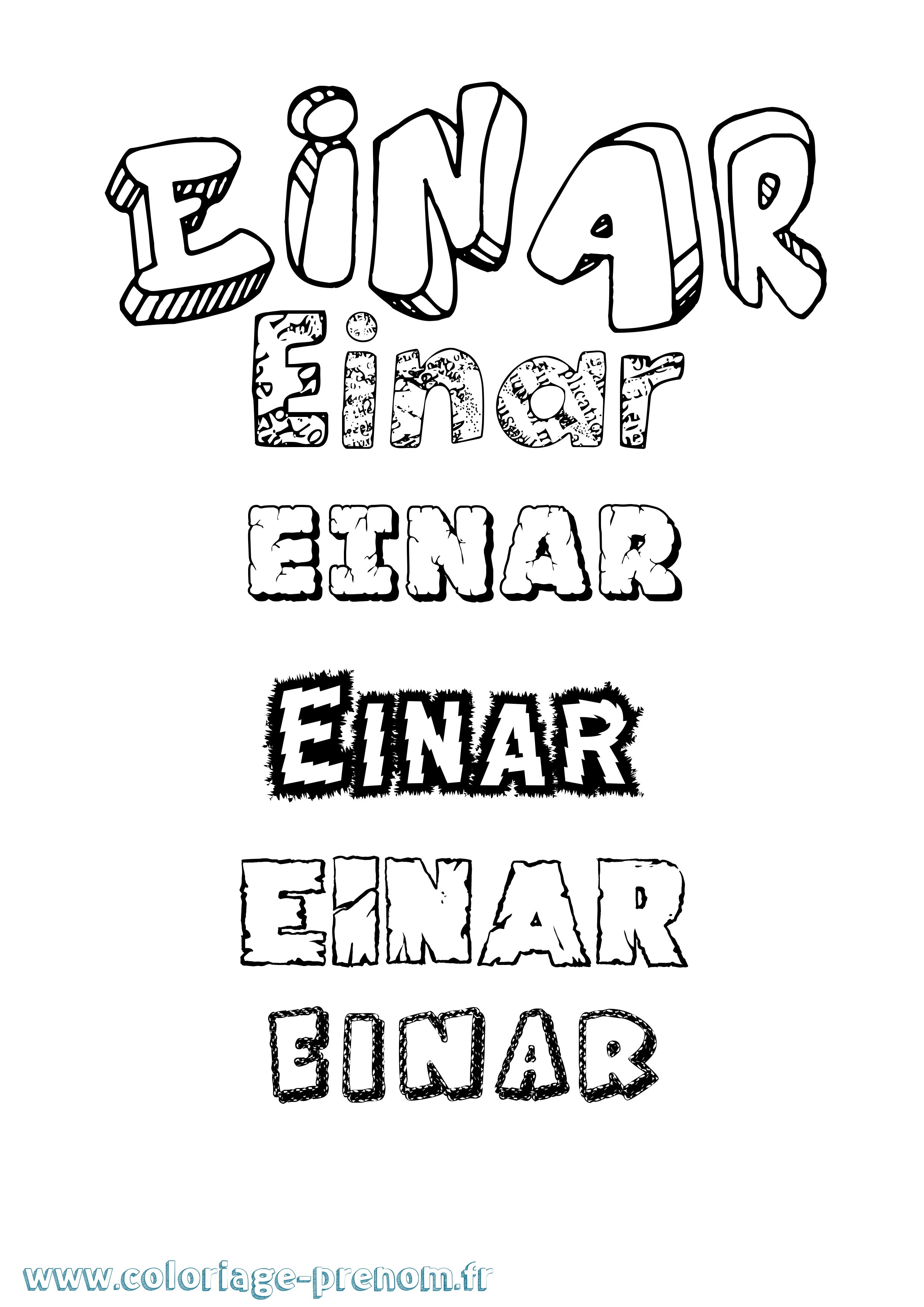 Coloriage prénom Einar Destructuré