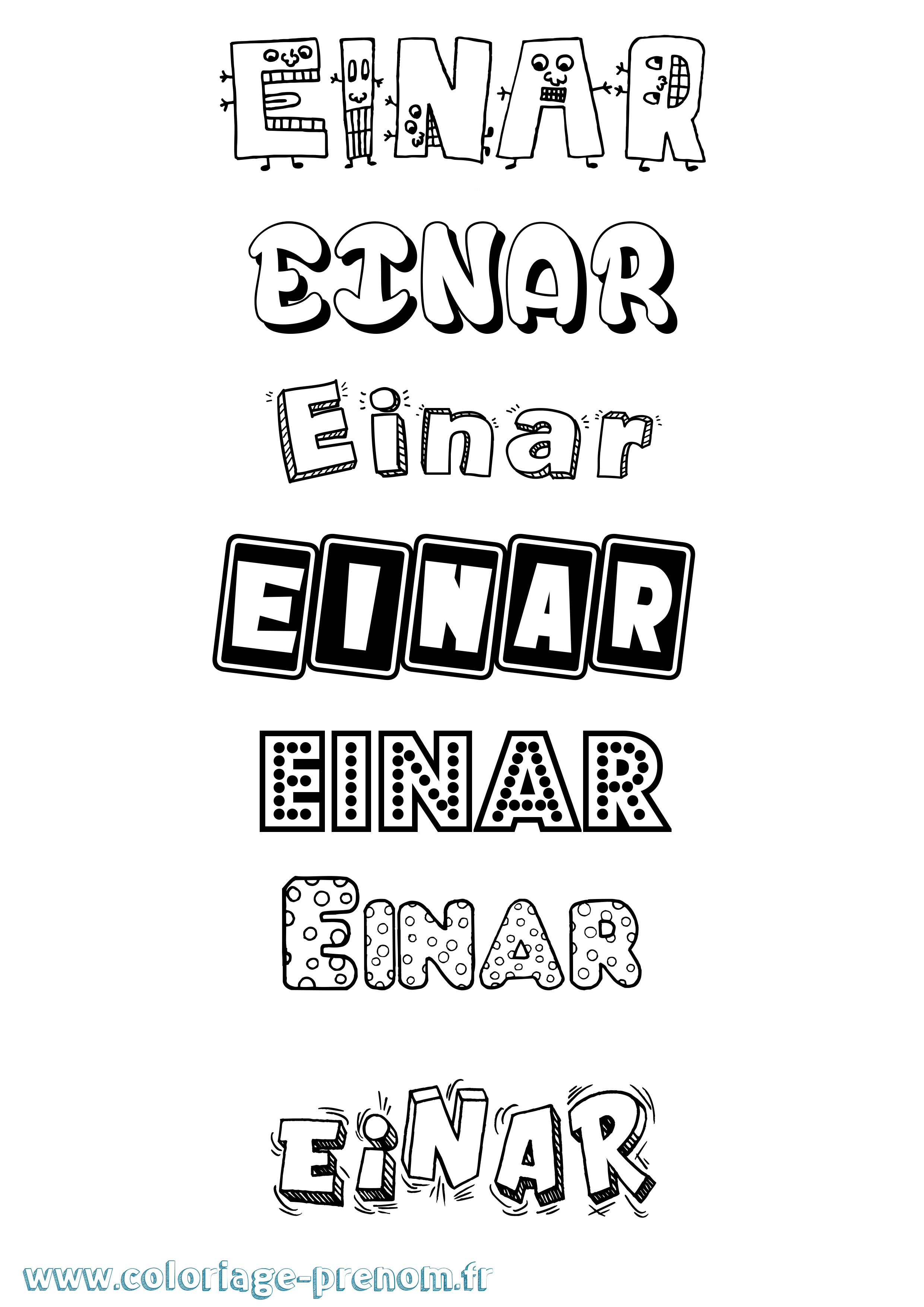 Coloriage prénom Einar Fun