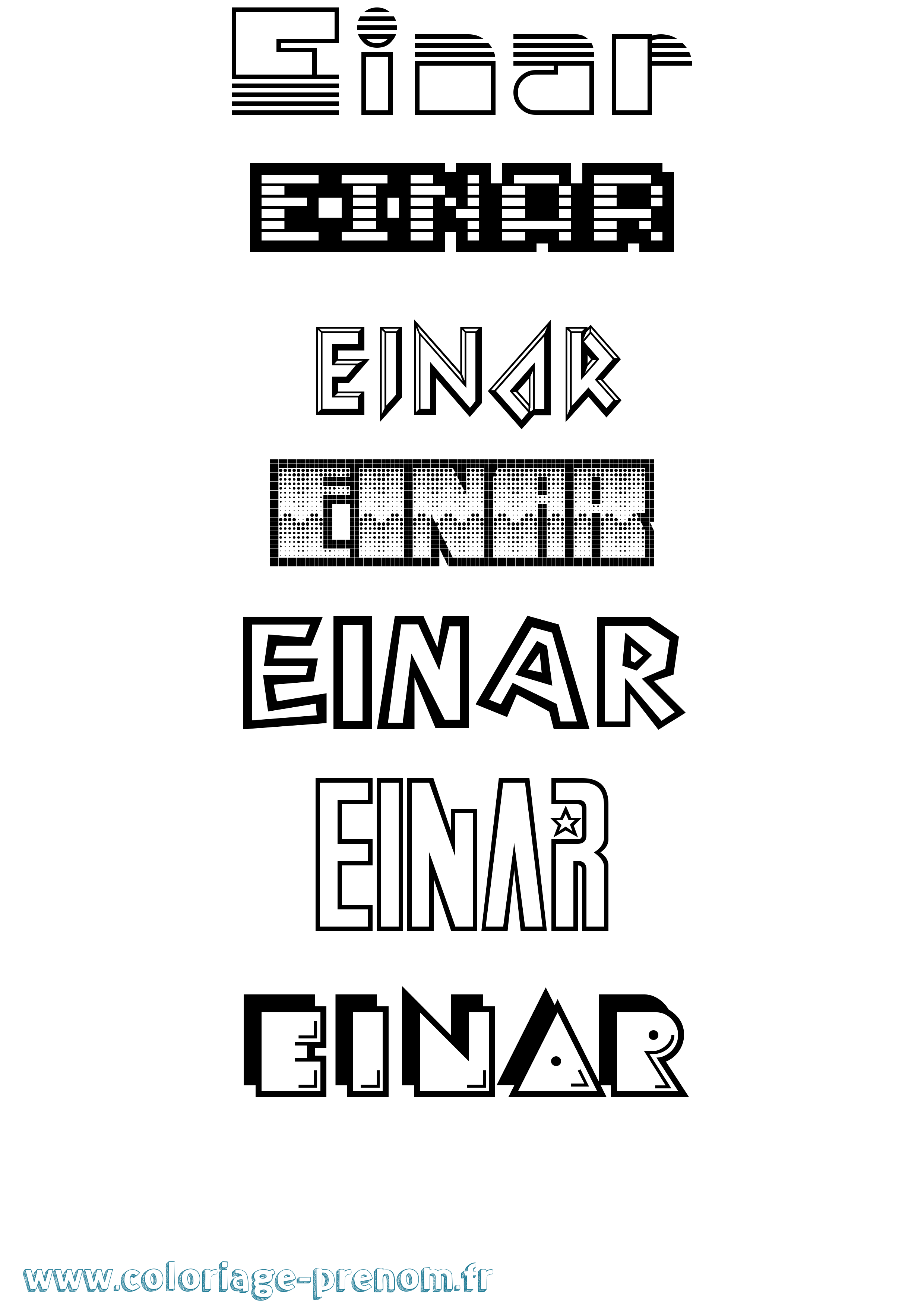 Coloriage prénom Einar Jeux Vidéos