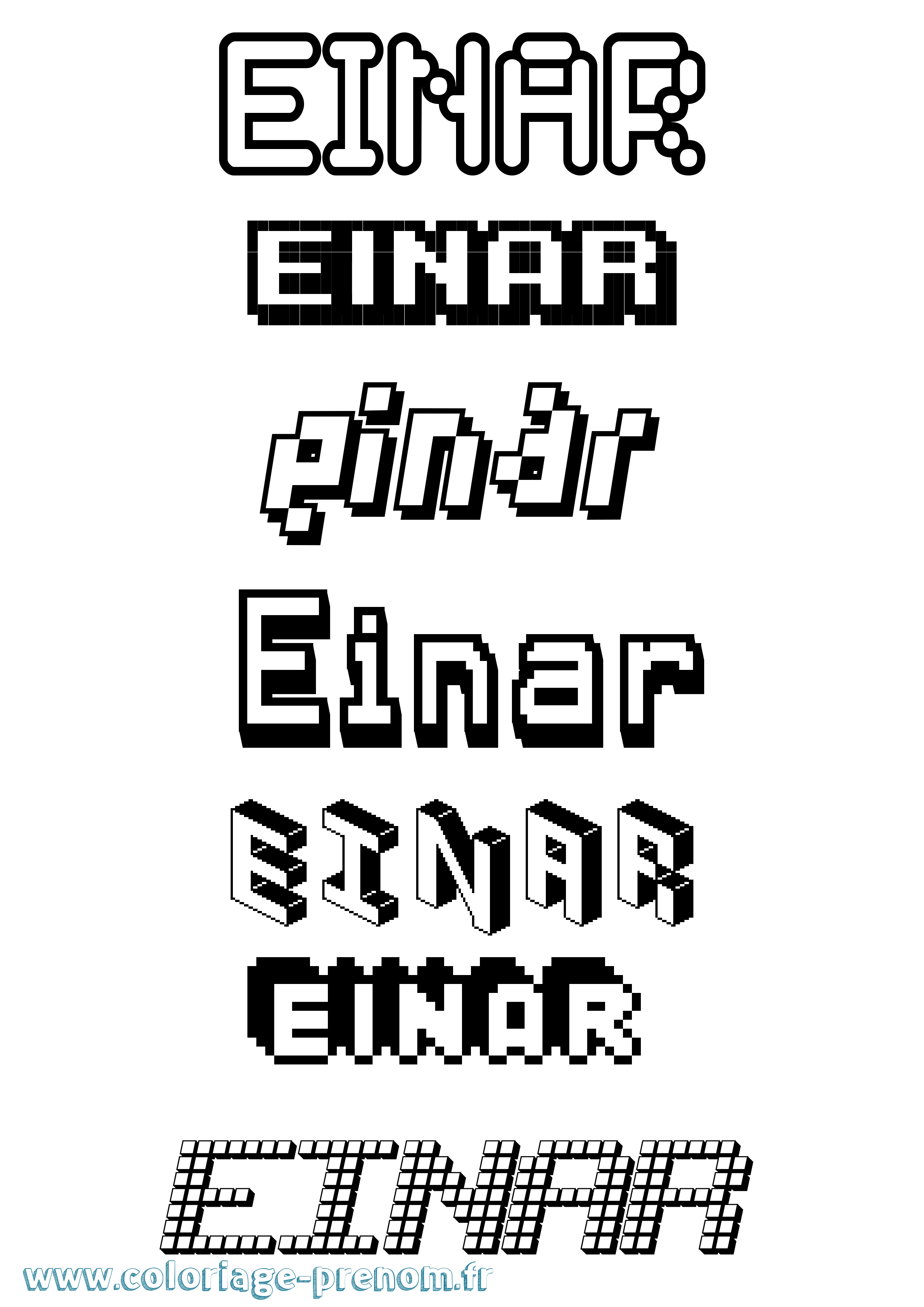 Coloriage prénom Einar Pixel