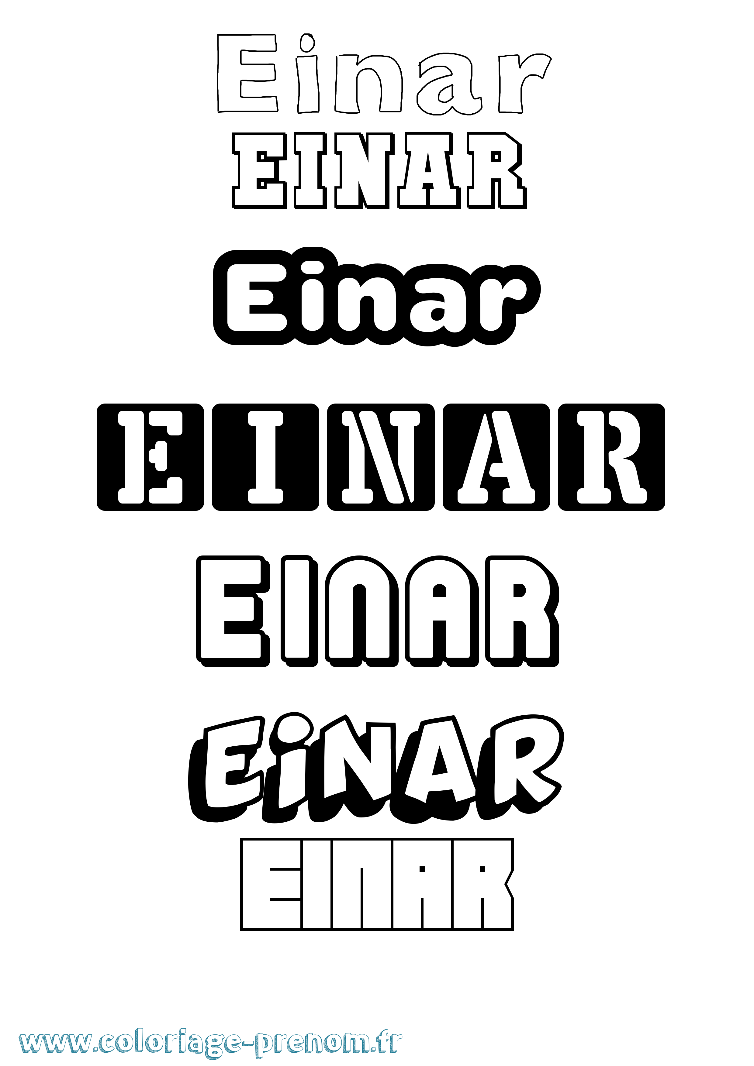 Coloriage prénom Einar Simple