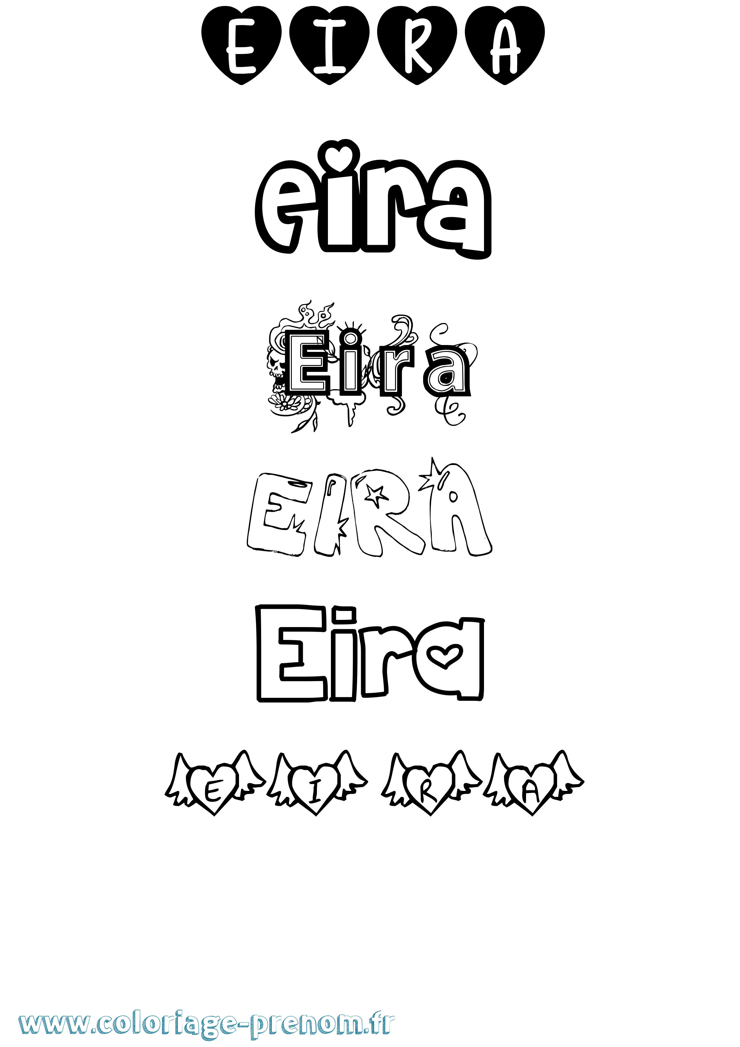 Coloriage prénom Eira Girly
