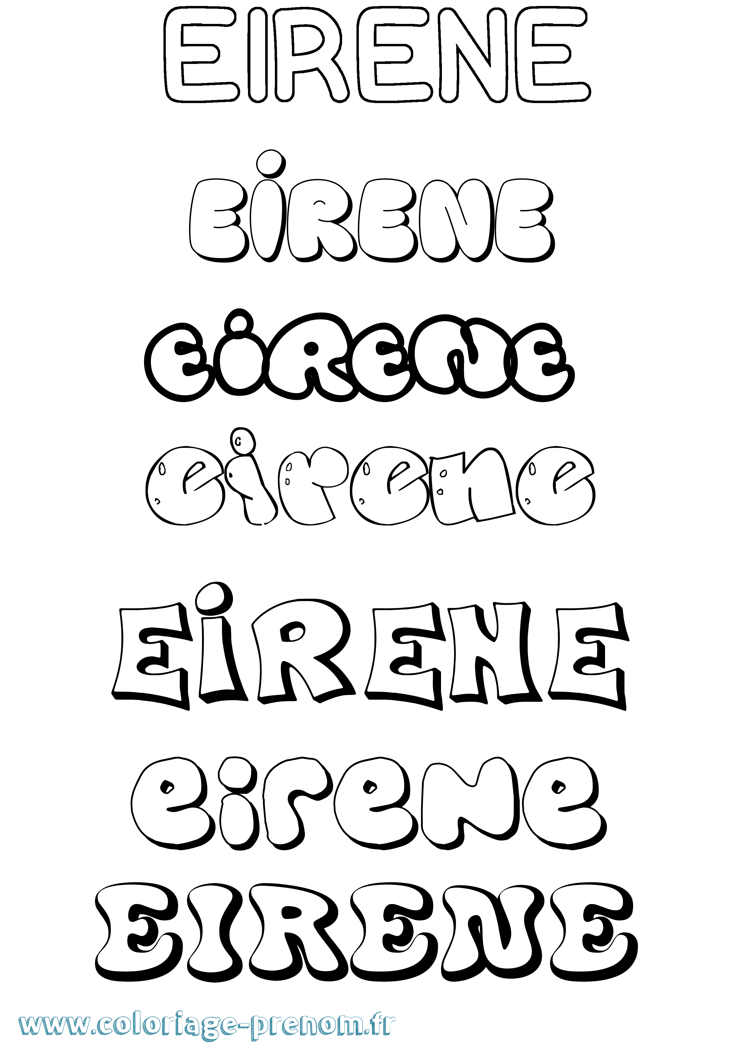 Coloriage prénom Eirene Bubble
