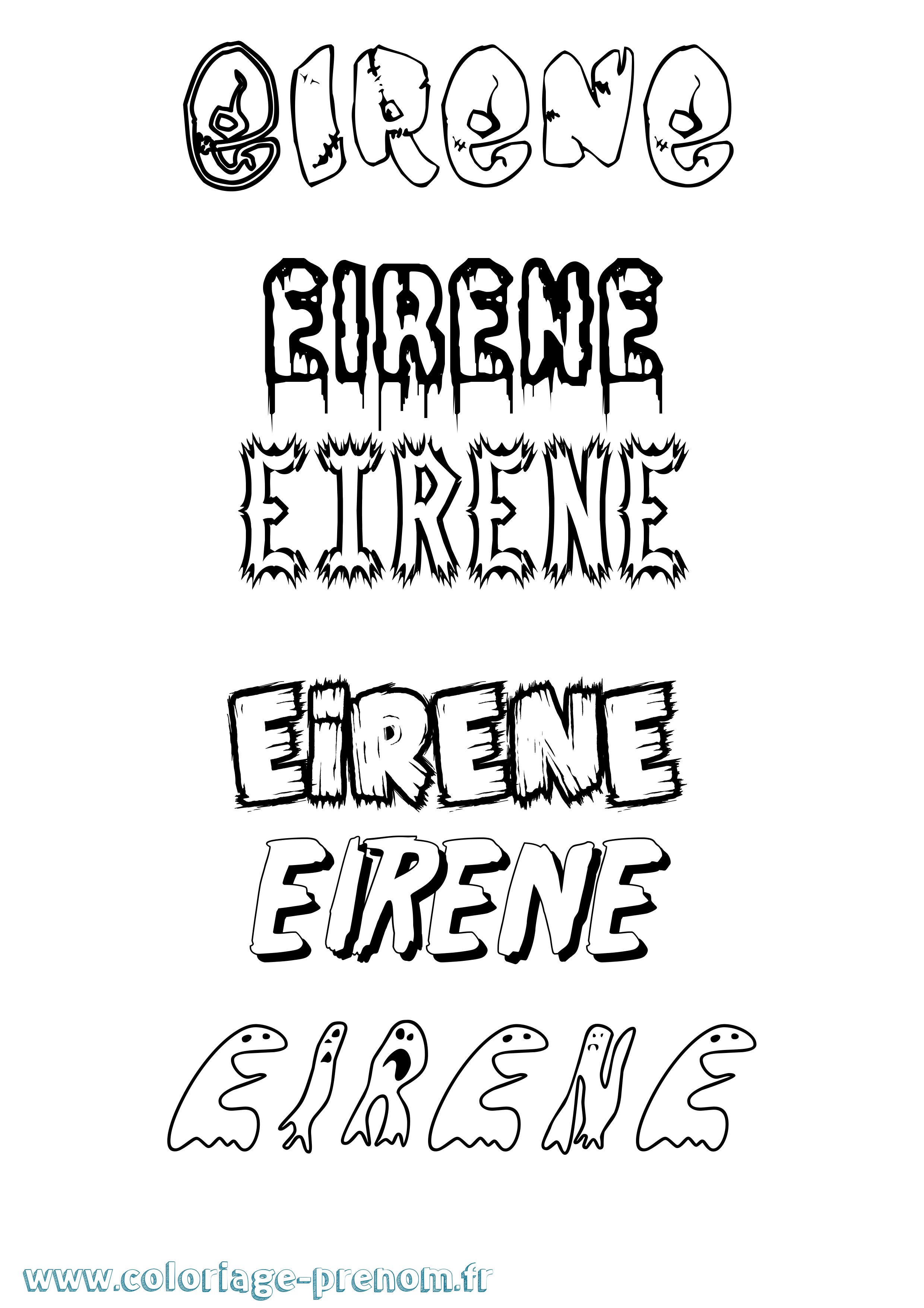 Coloriage prénom Eirene Frisson