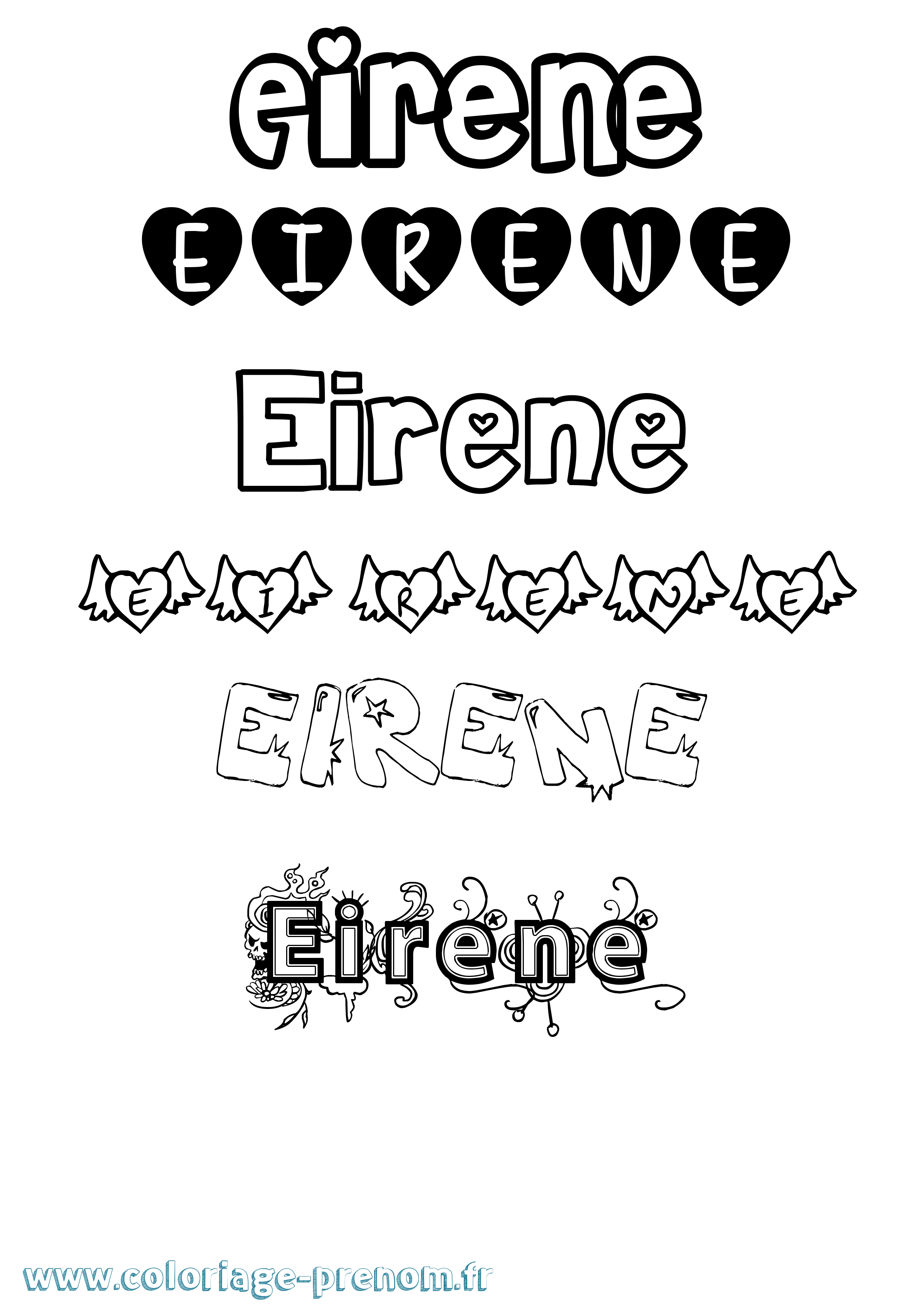 Coloriage prénom Eirene Girly