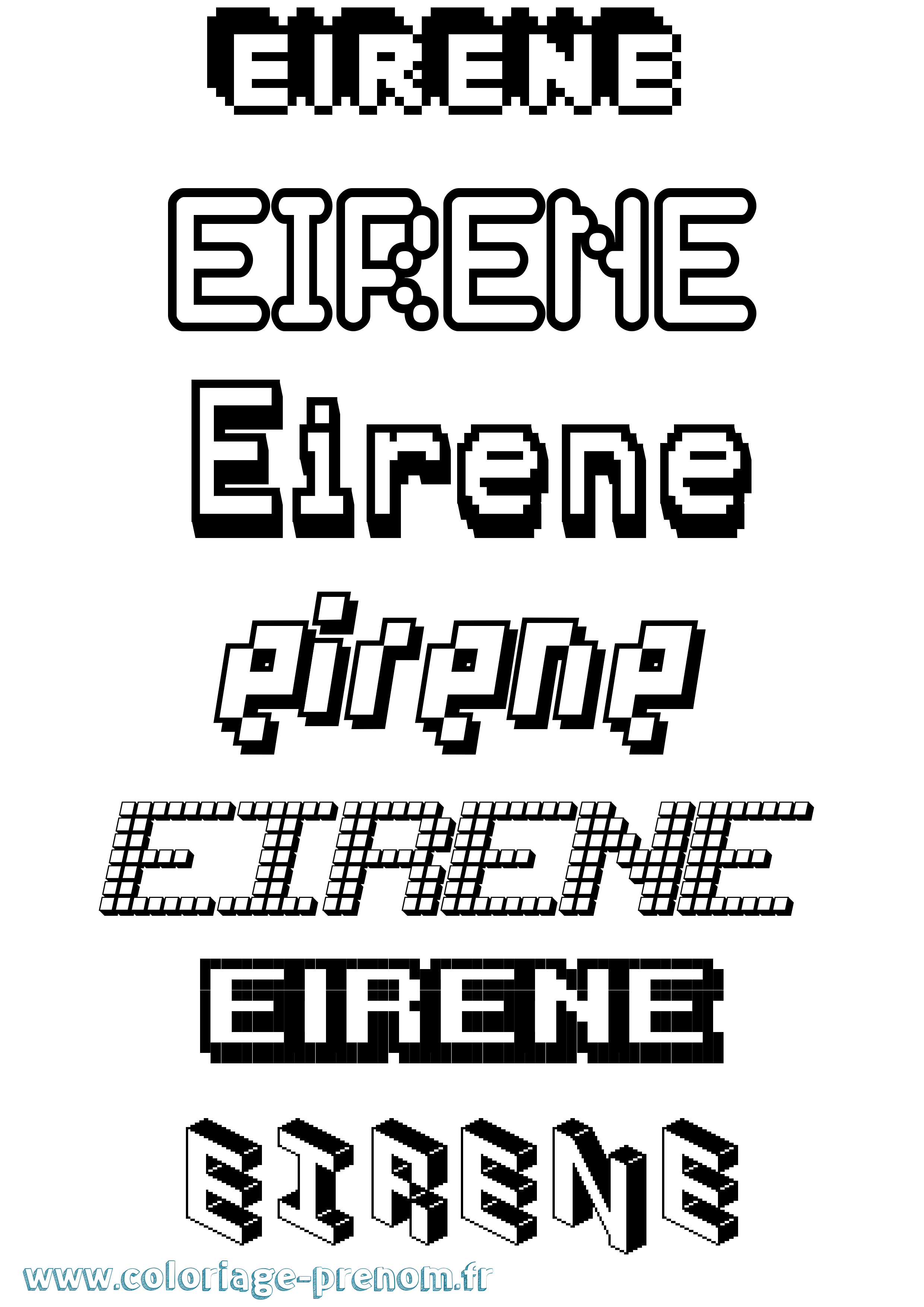 Coloriage prénom Eirene Pixel