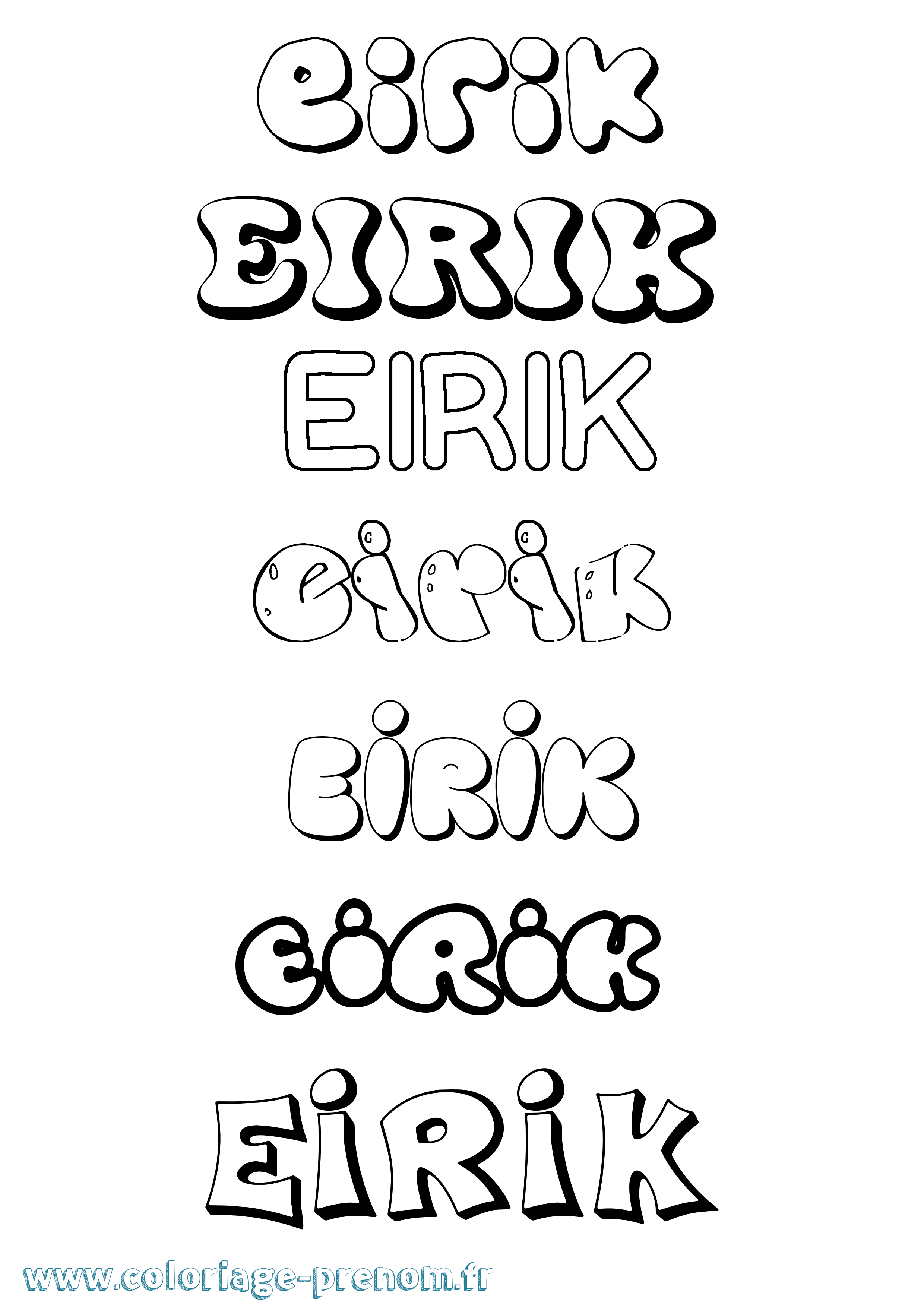 Coloriage prénom Eirik Bubble