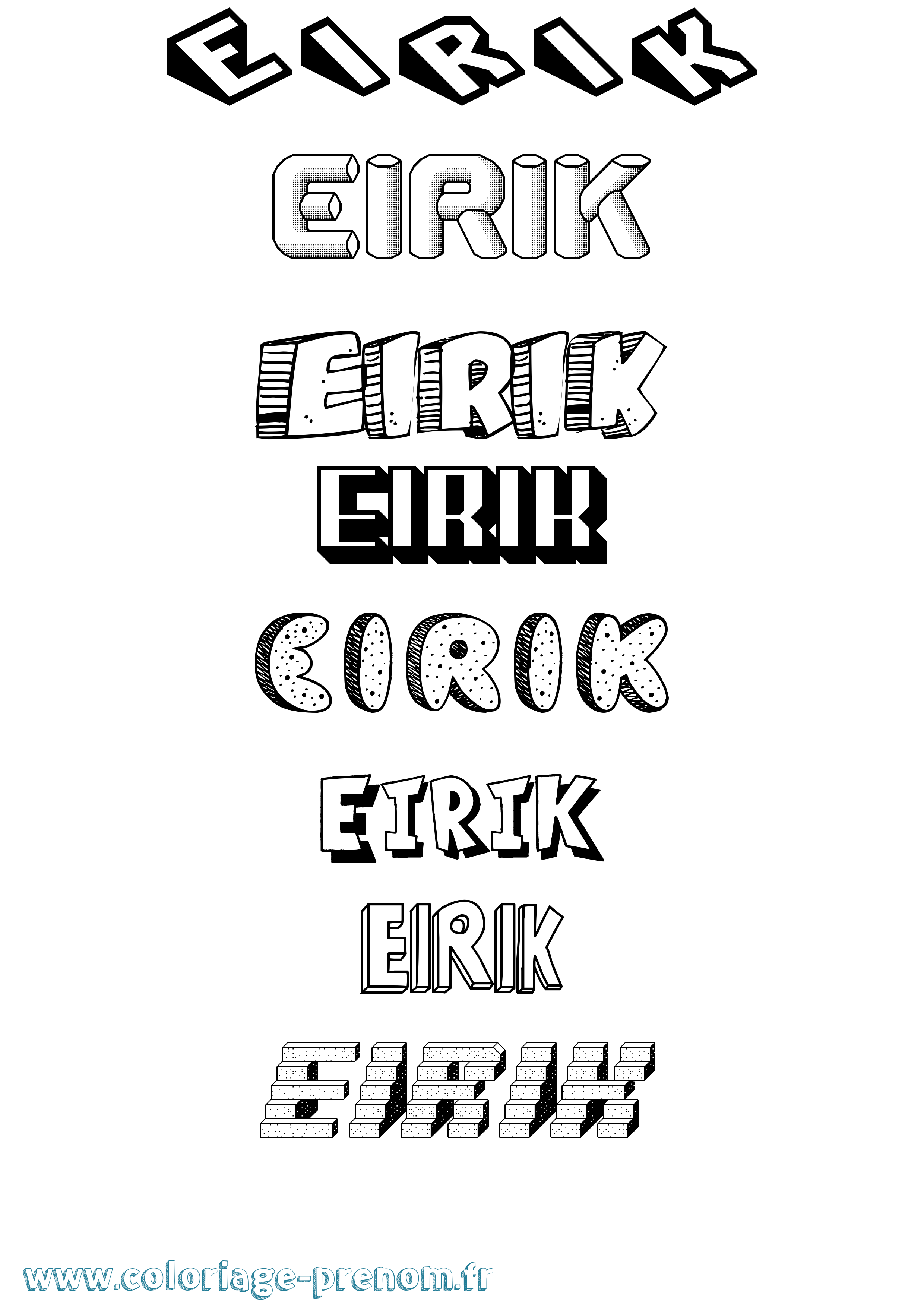 Coloriage Eirik Effet 3D Coloriage prénom Eirik Effet 3D