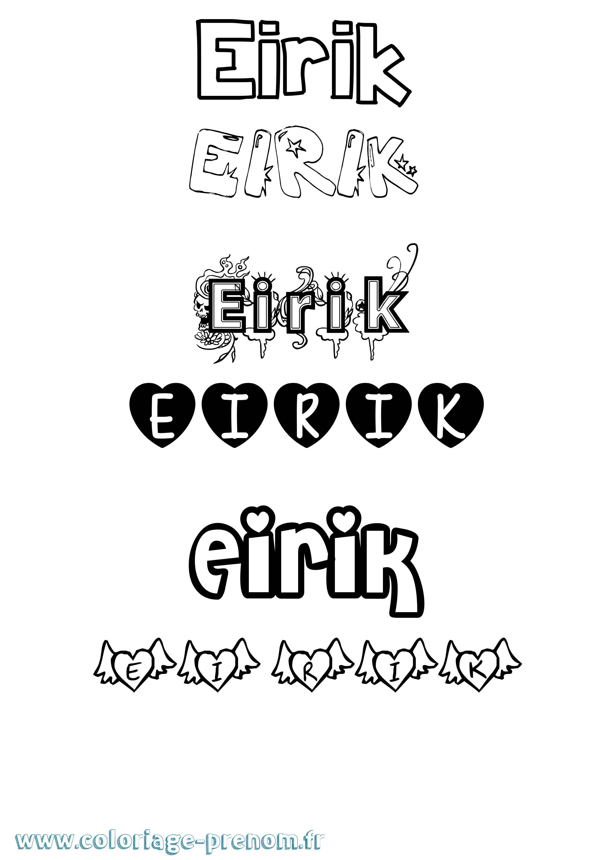Coloriage prénom Eirik Girly