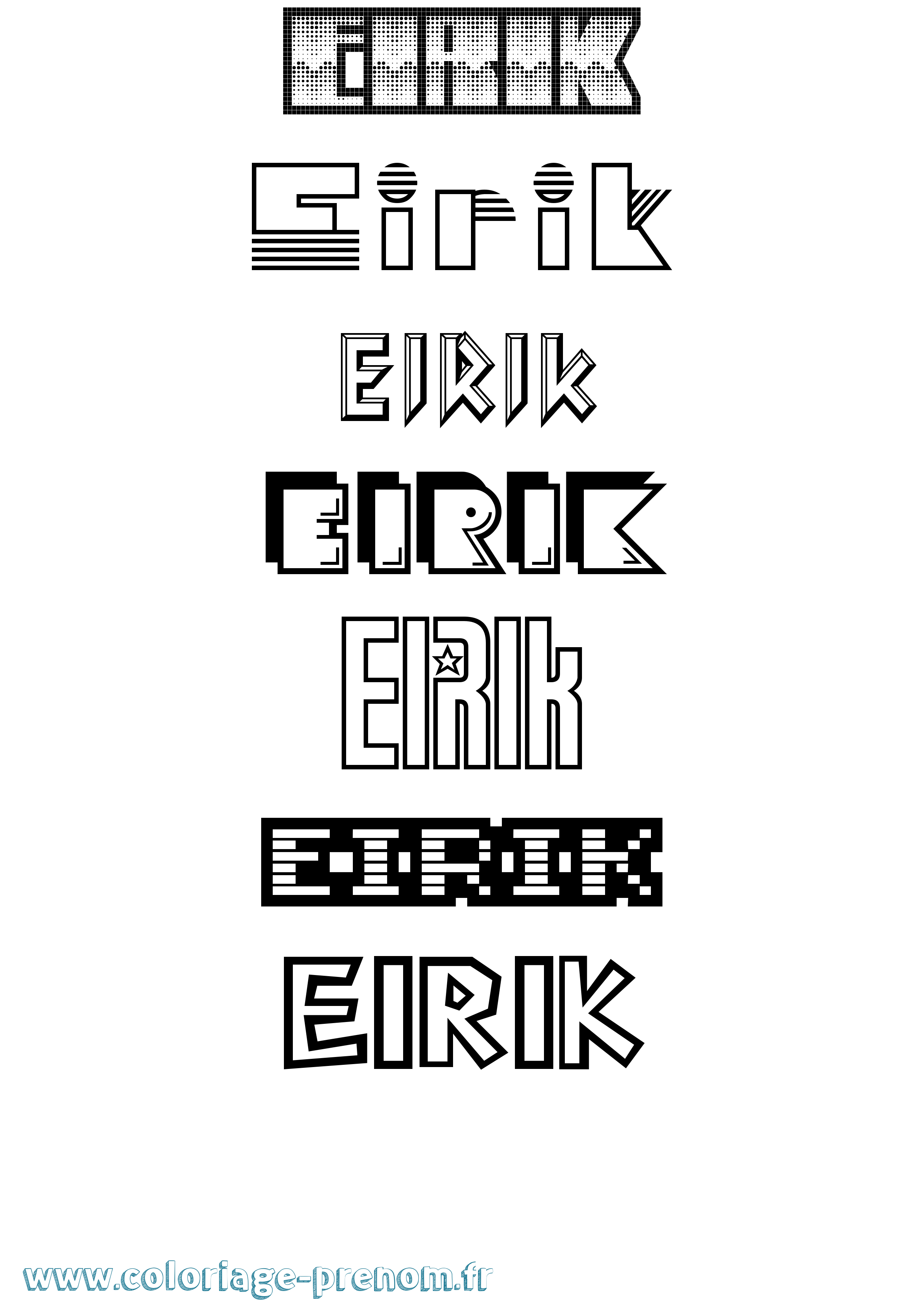 Coloriage Eirik Jeux Vidéos Coloriage prénom Eirik Jeux Vidéos