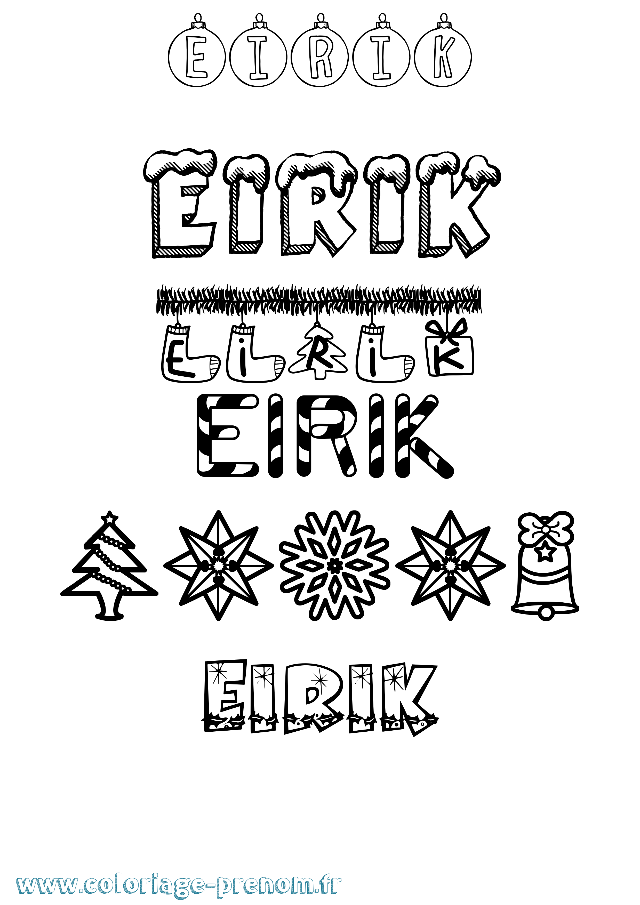 Coloriage Eirik Noël Coloriage prénom Eirik Noël