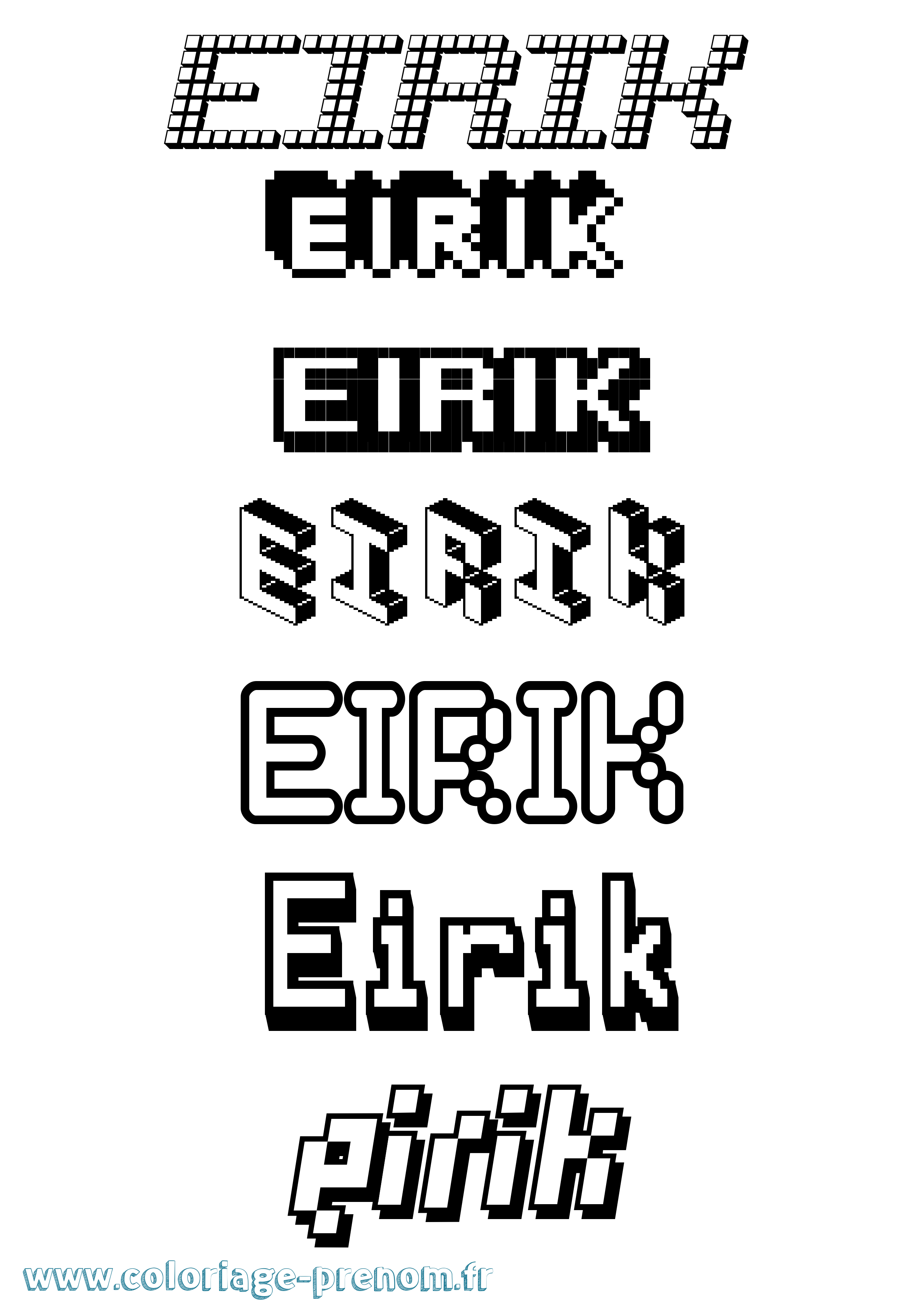 Coloriage prénom Eirik Pixel