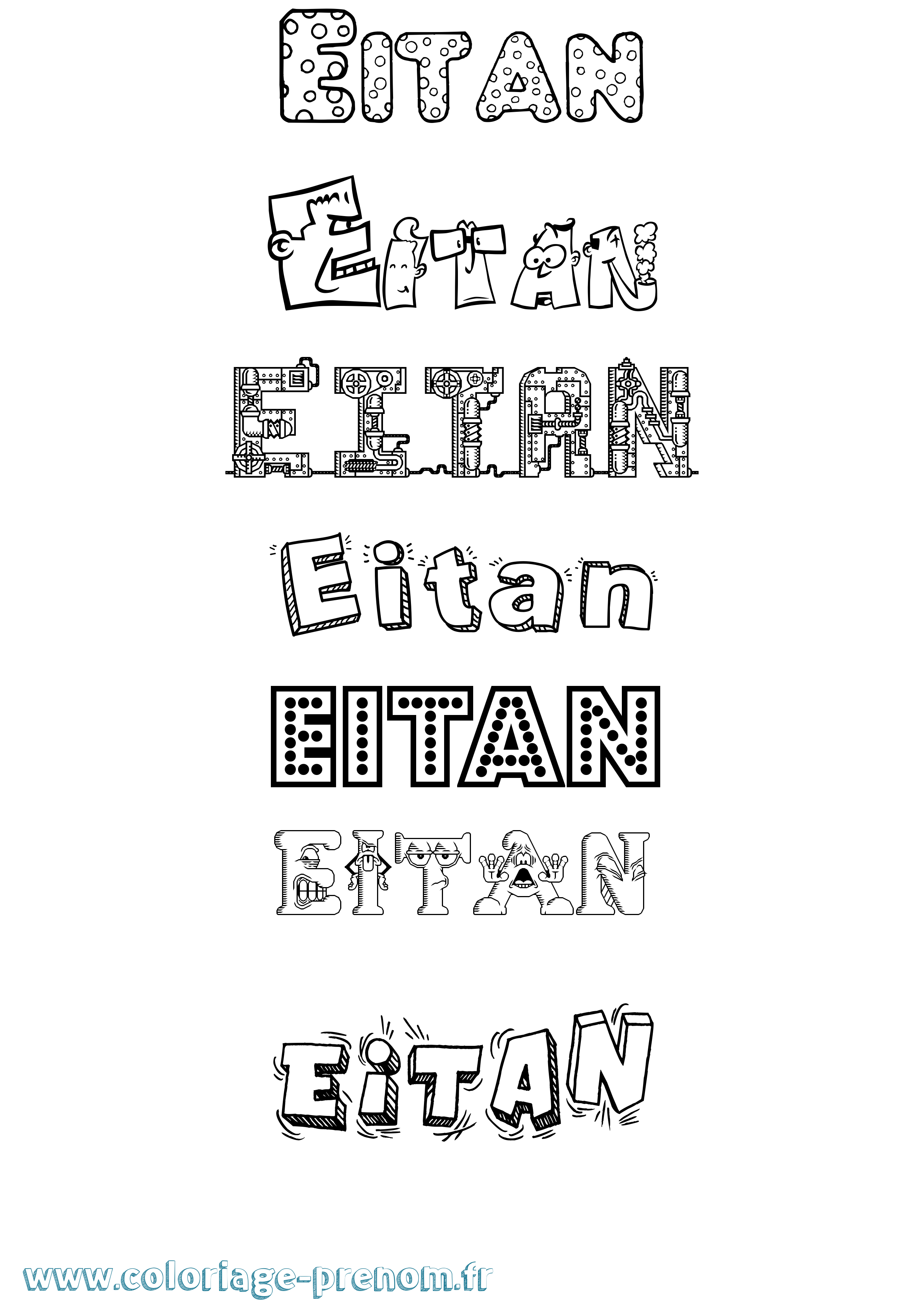 Coloriage prénom Eitan Fun