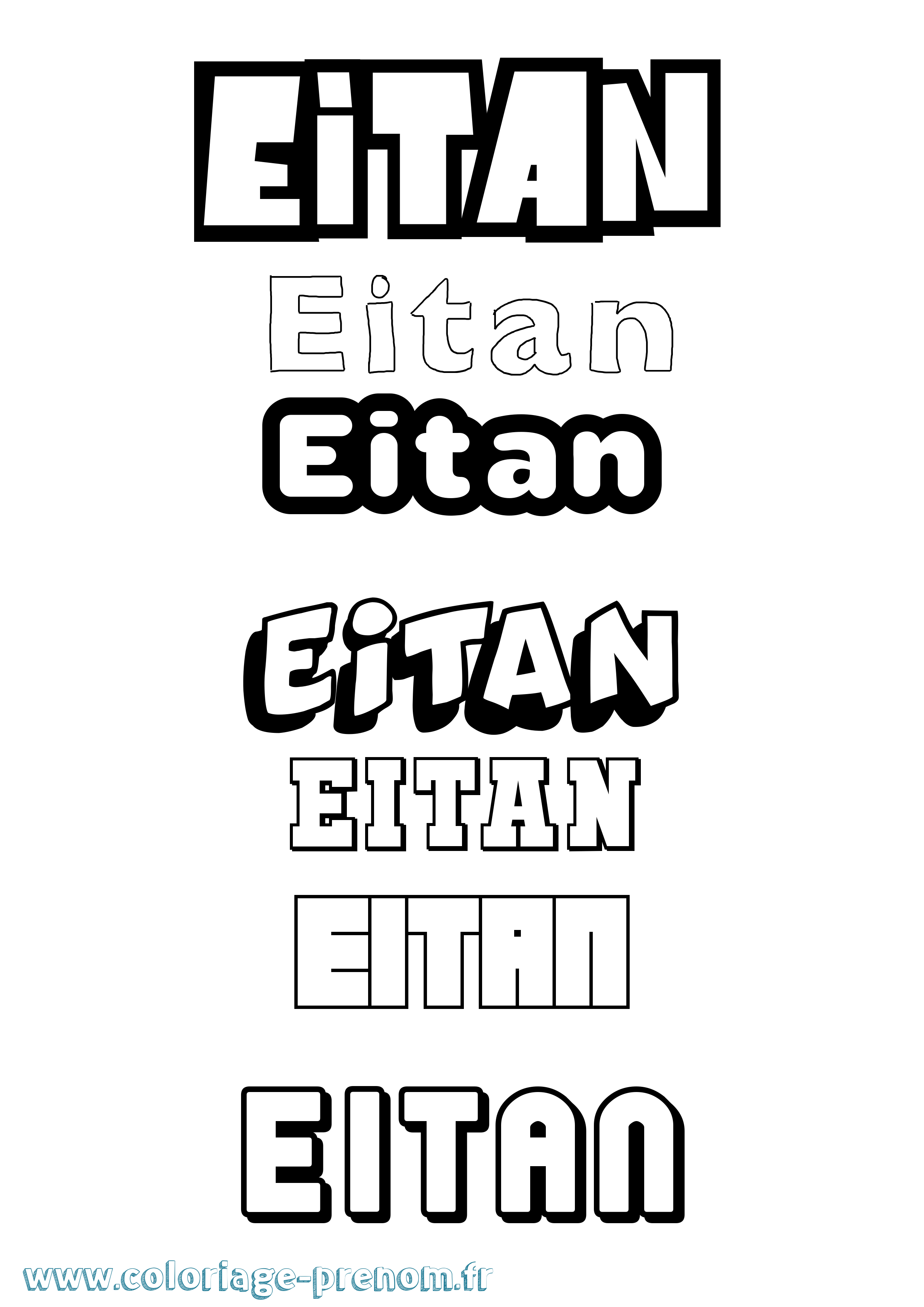 Coloriage prénom Eitan Simple
