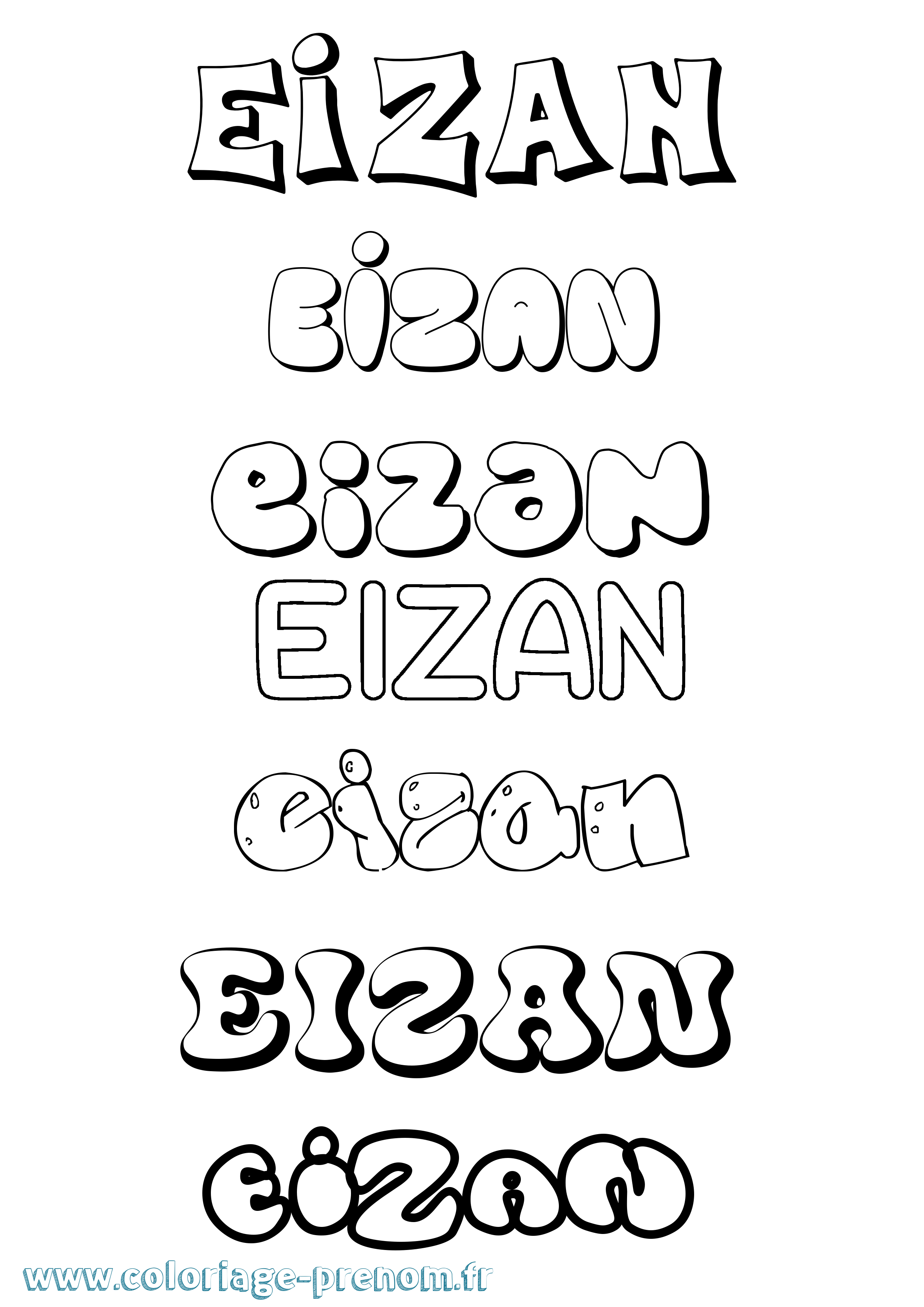 Coloriage prénom Eizan Bubble