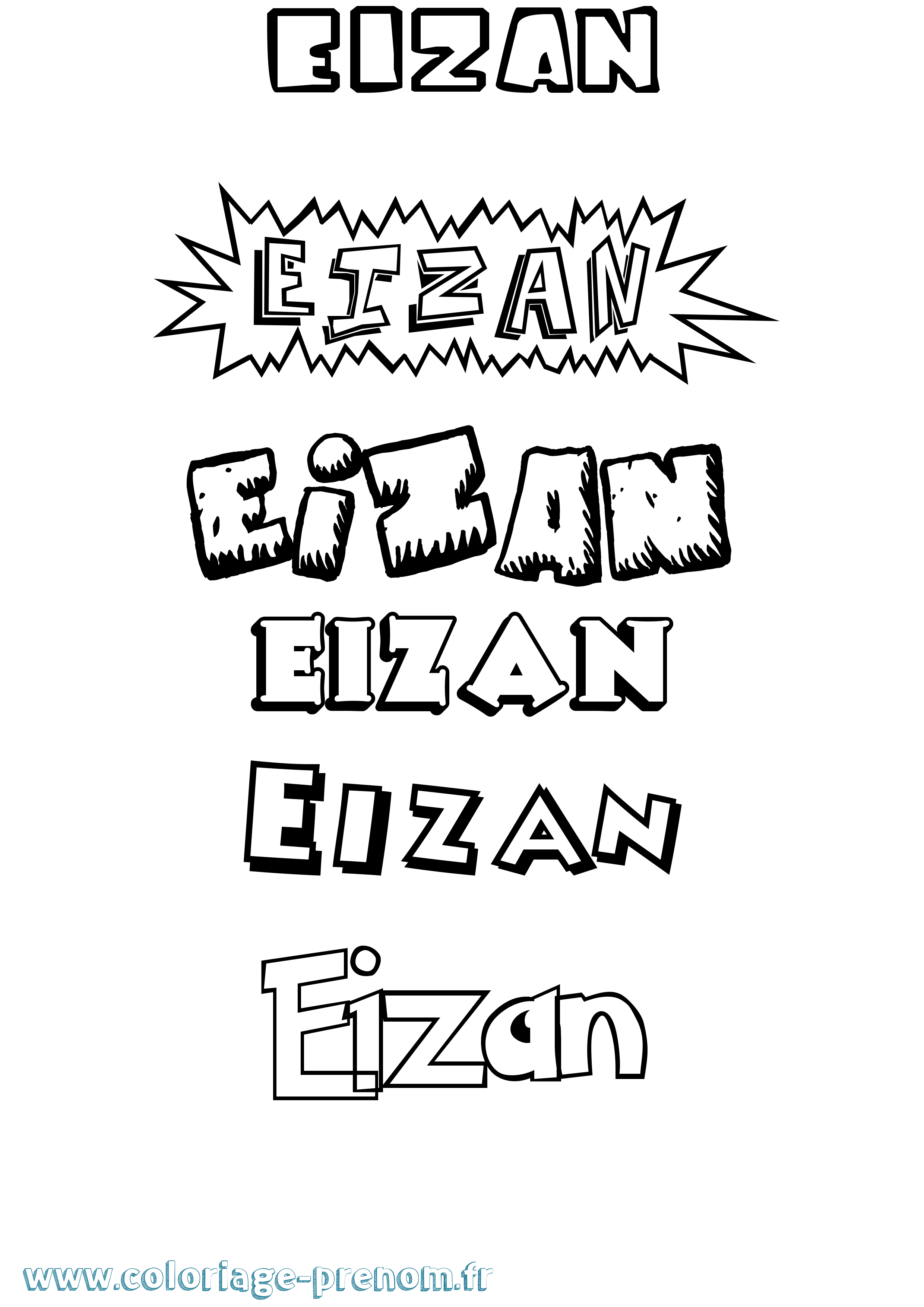 Coloriage prénom Eizan Dessin Animé