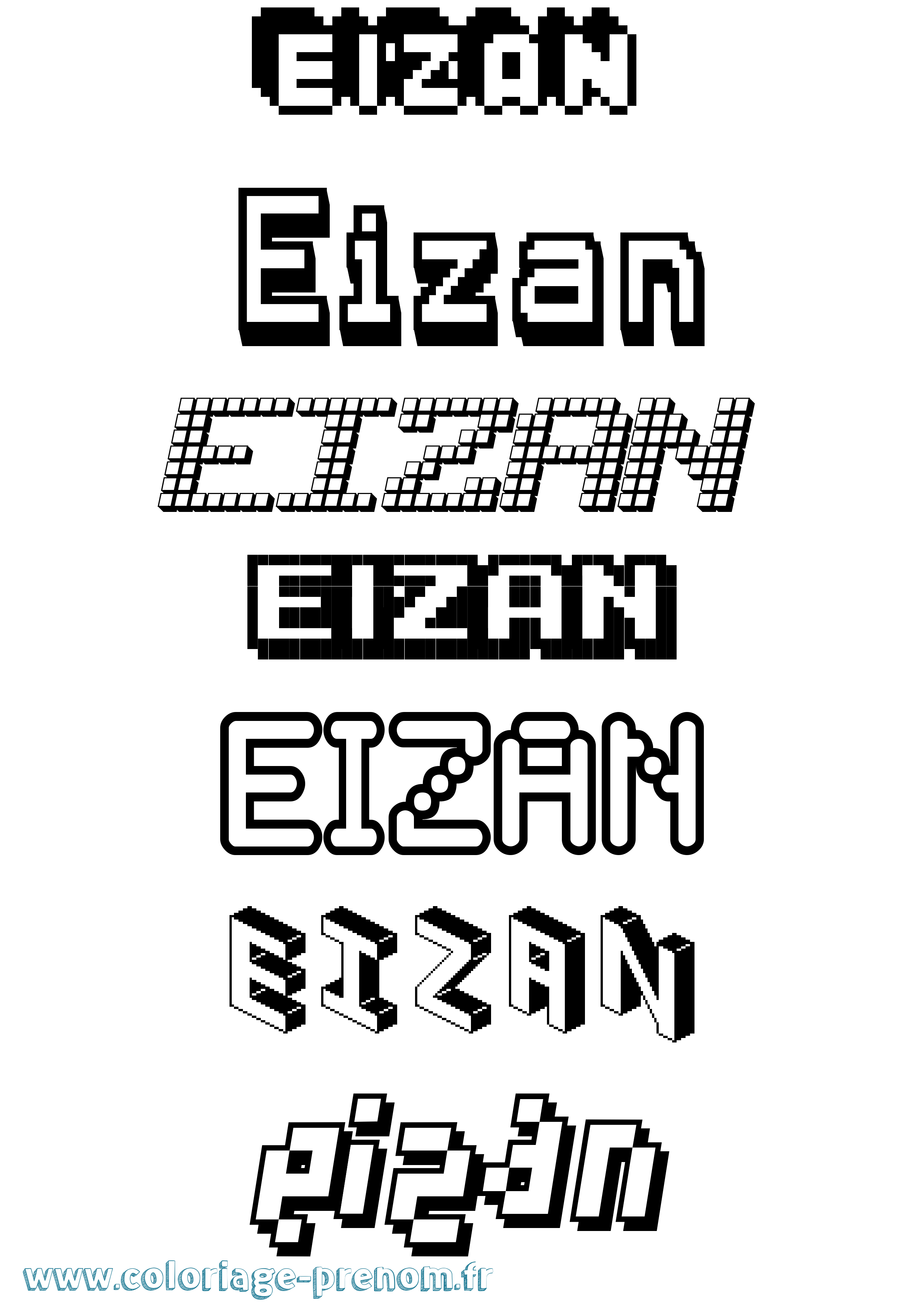 Coloriage prénom Eizan Pixel