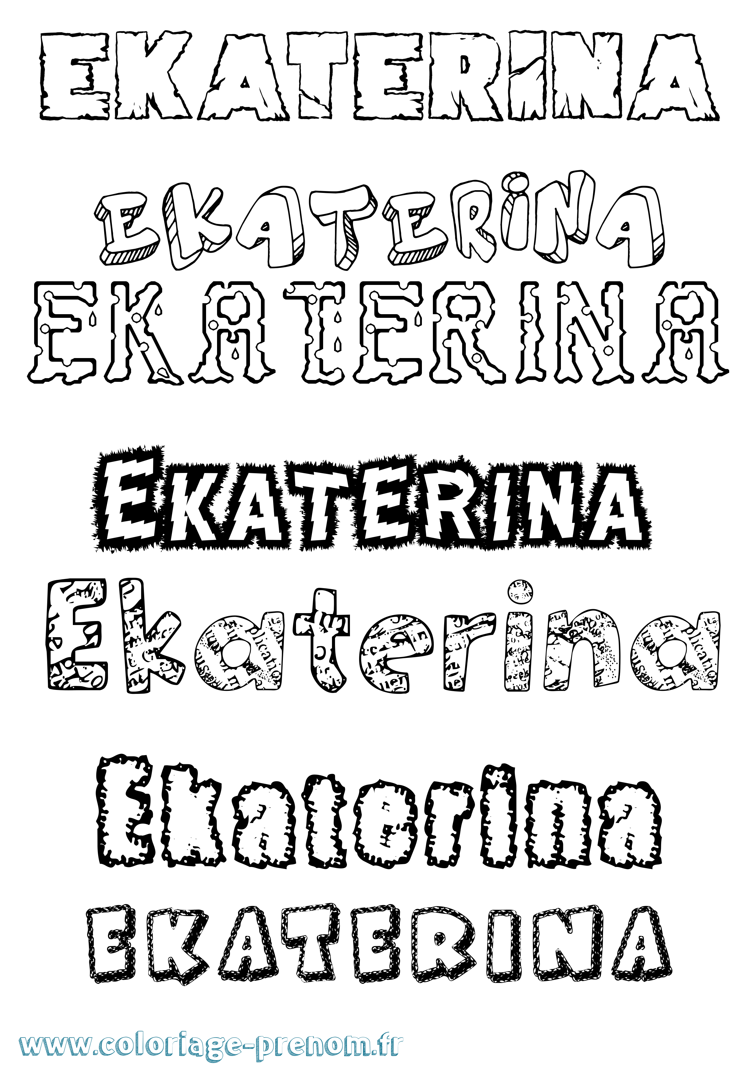 Coloriage prénom Ekaterina Destructuré