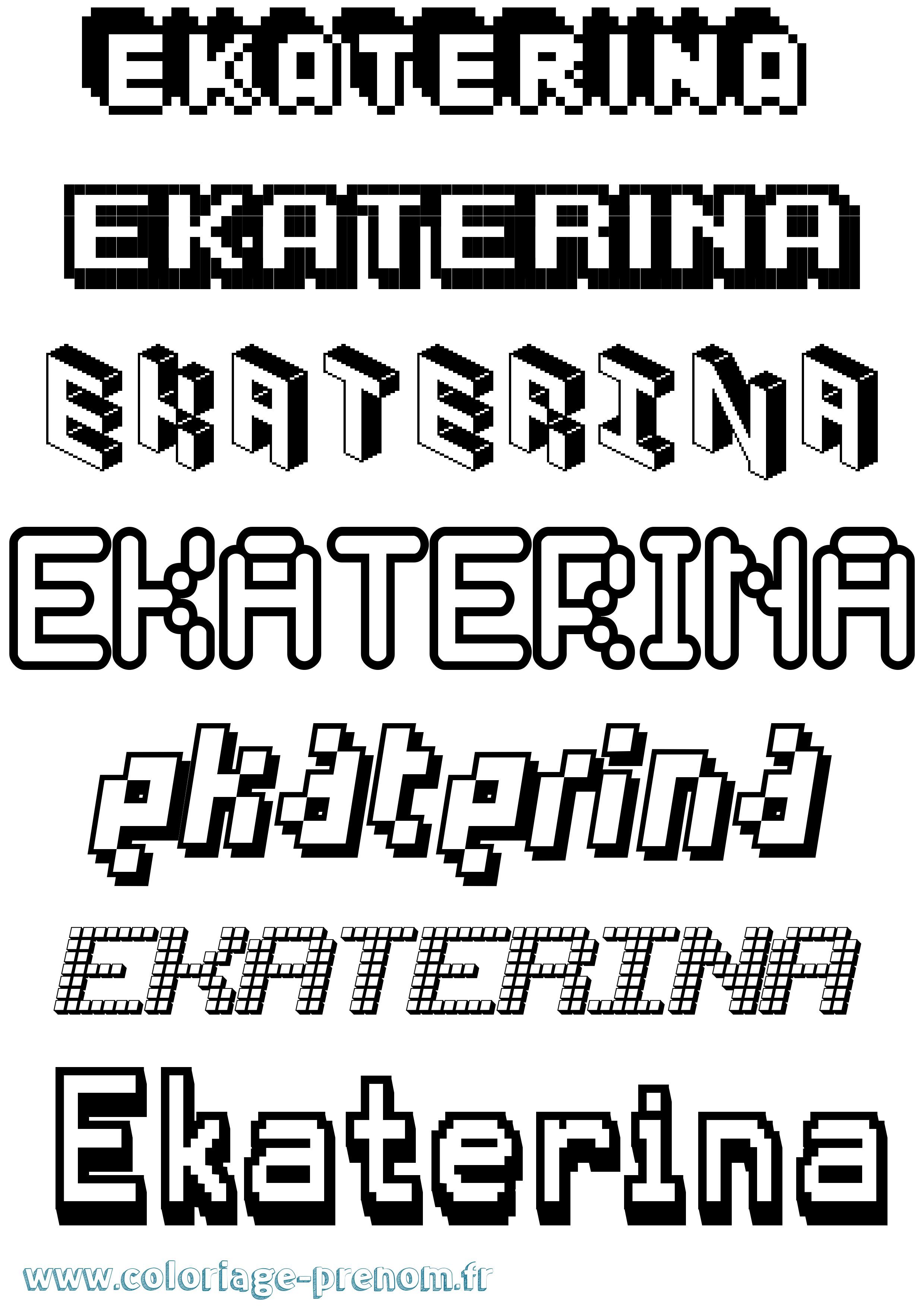 Coloriage prénom Ekaterina Pixel