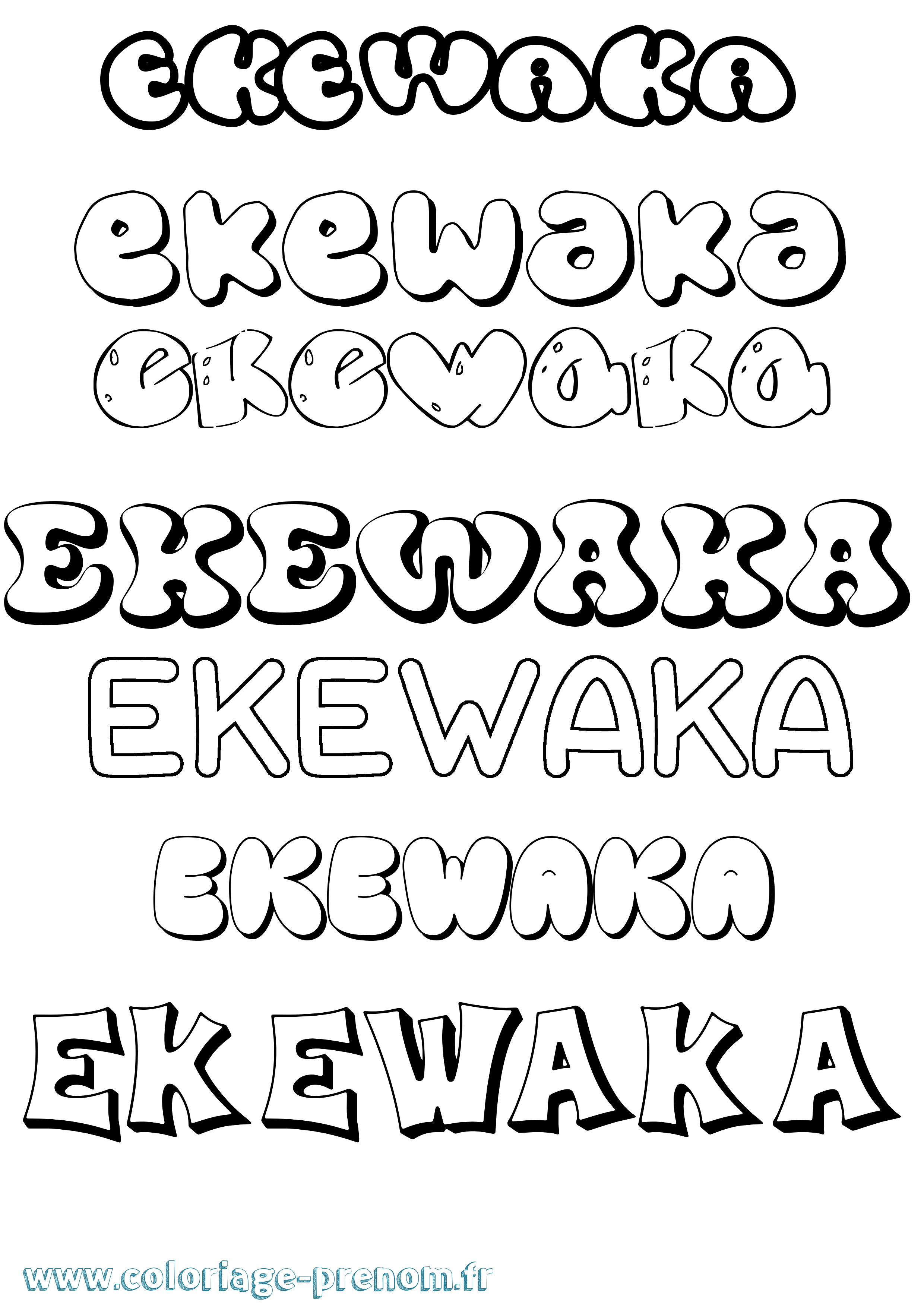 Coloriage prénom Ekewaka Bubble