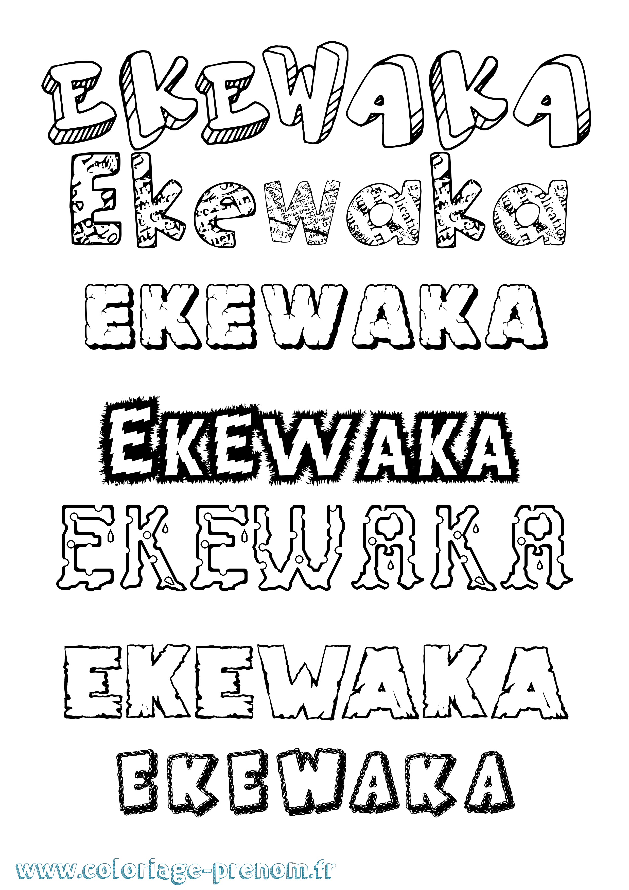 Coloriage prénom Ekewaka Destructuré