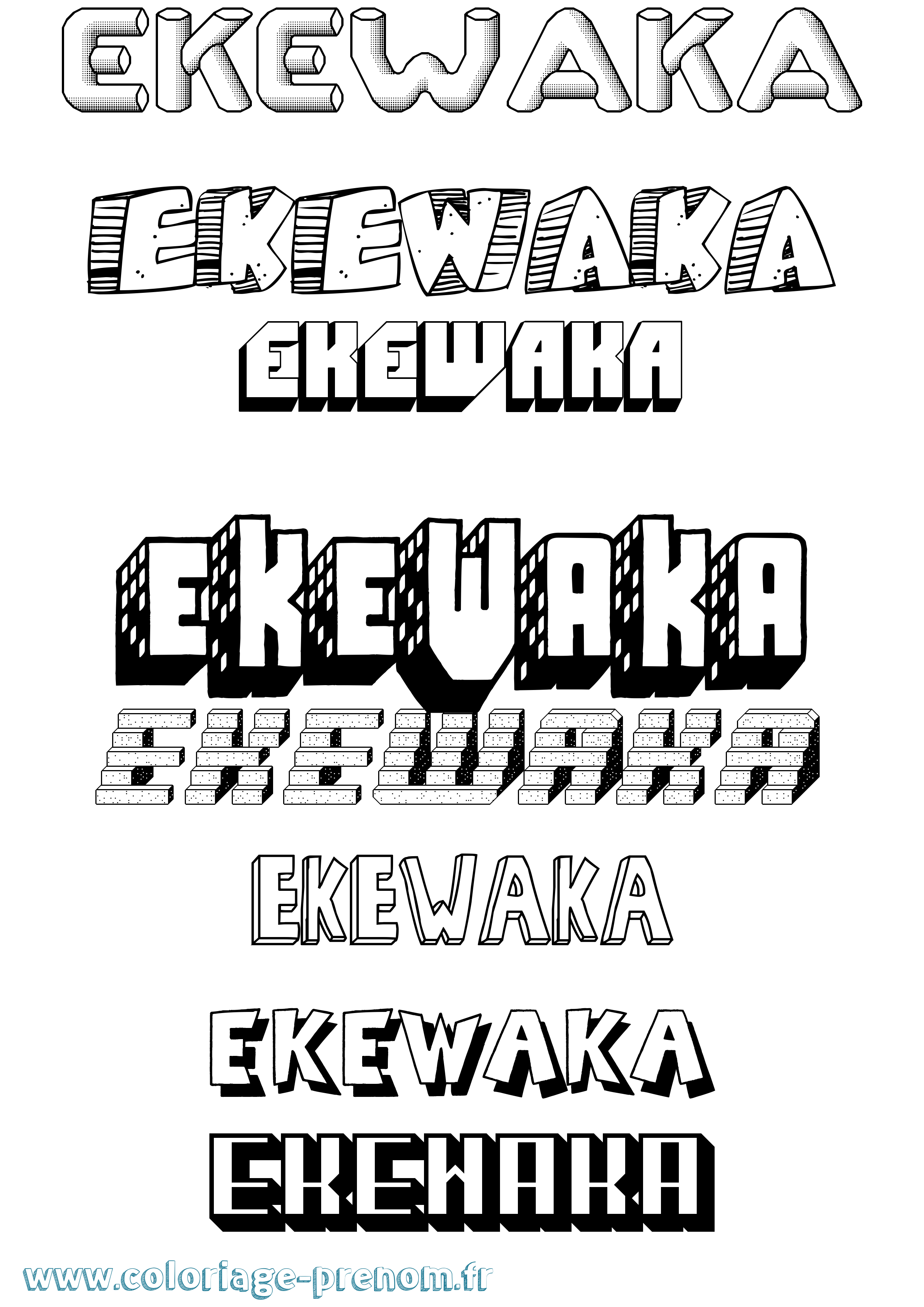 Coloriage prénom Ekewaka Effet 3D
