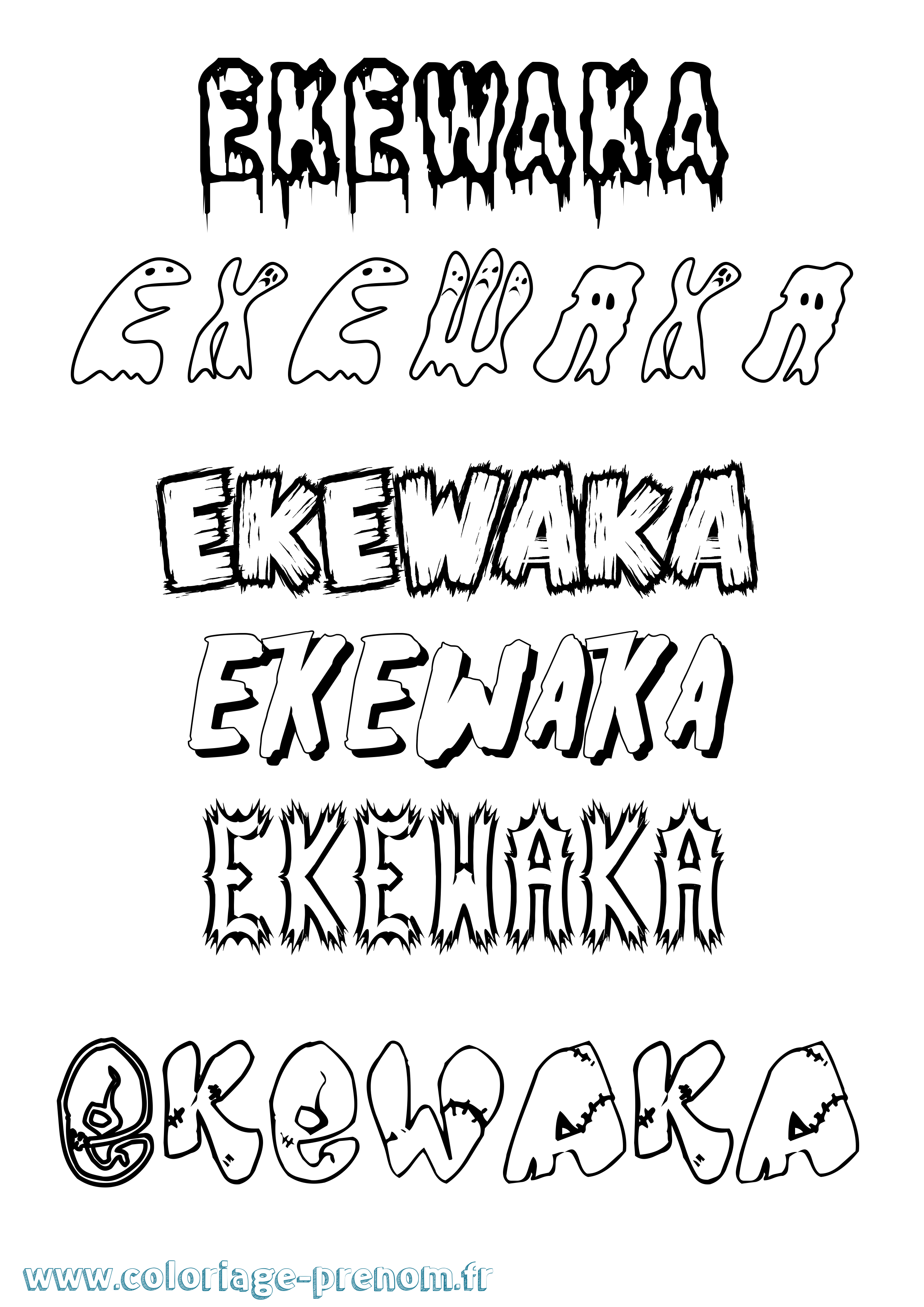 Coloriage prénom Ekewaka Frisson