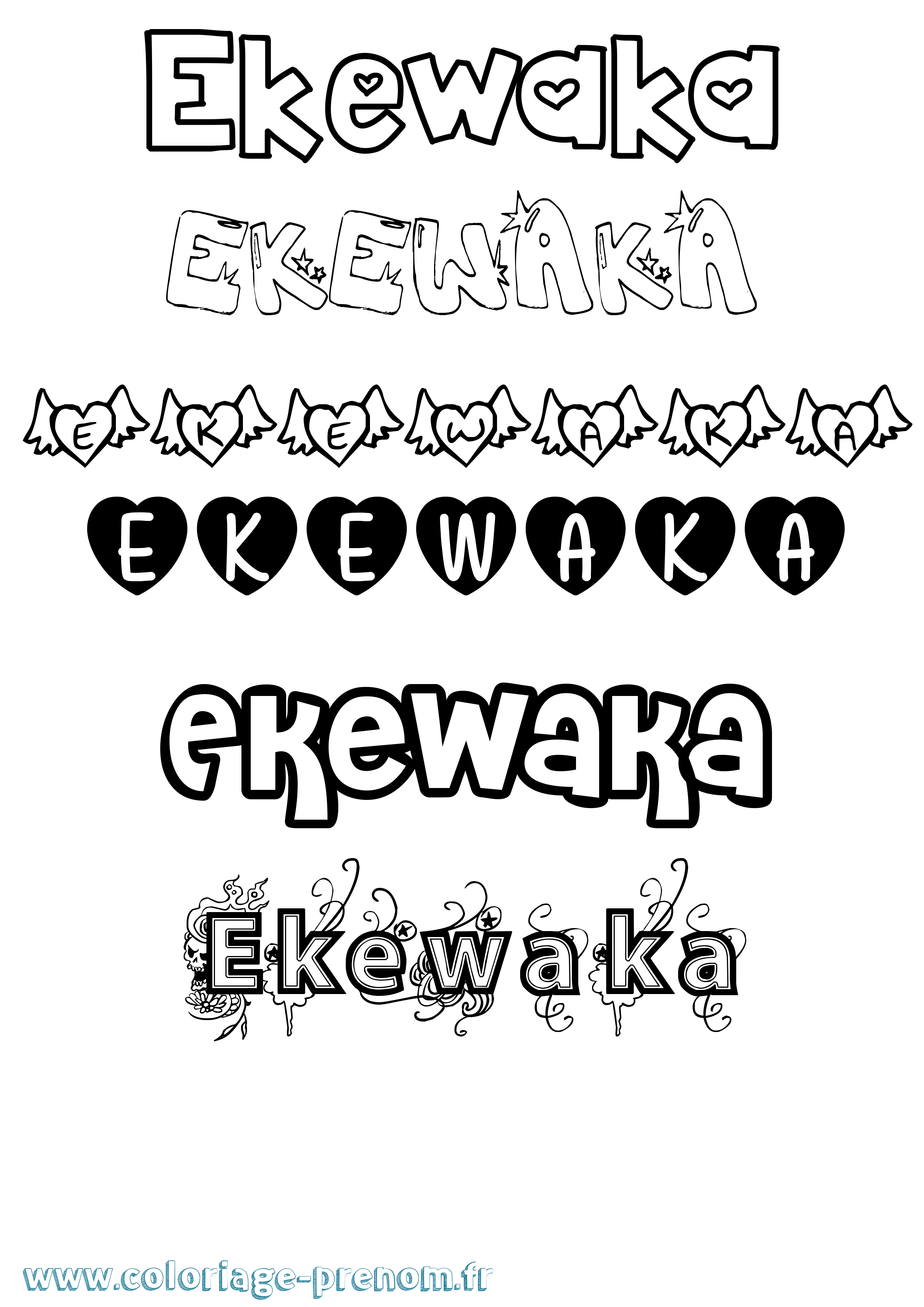Coloriage prénom Ekewaka Girly