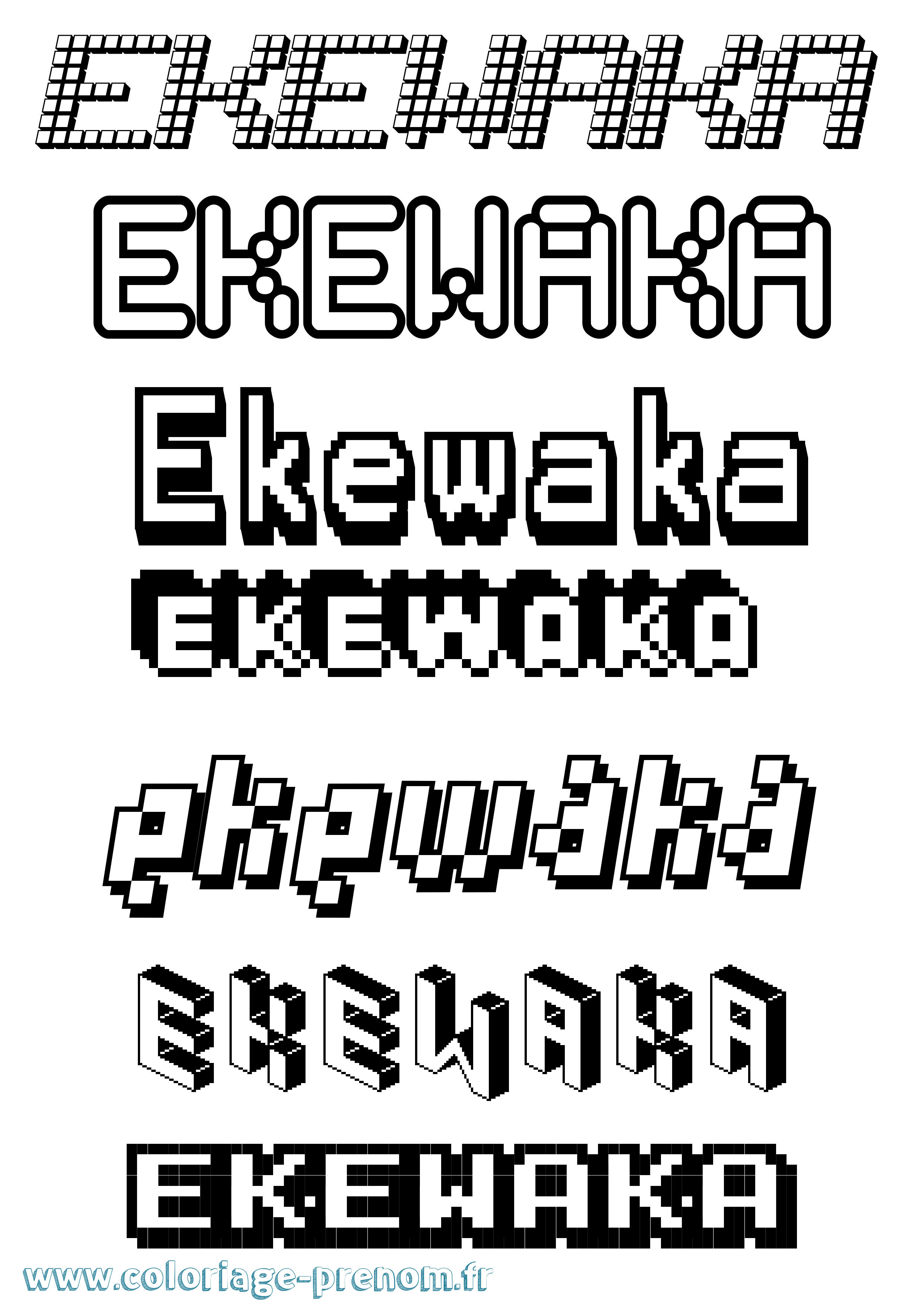 Coloriage prénom Ekewaka Pixel