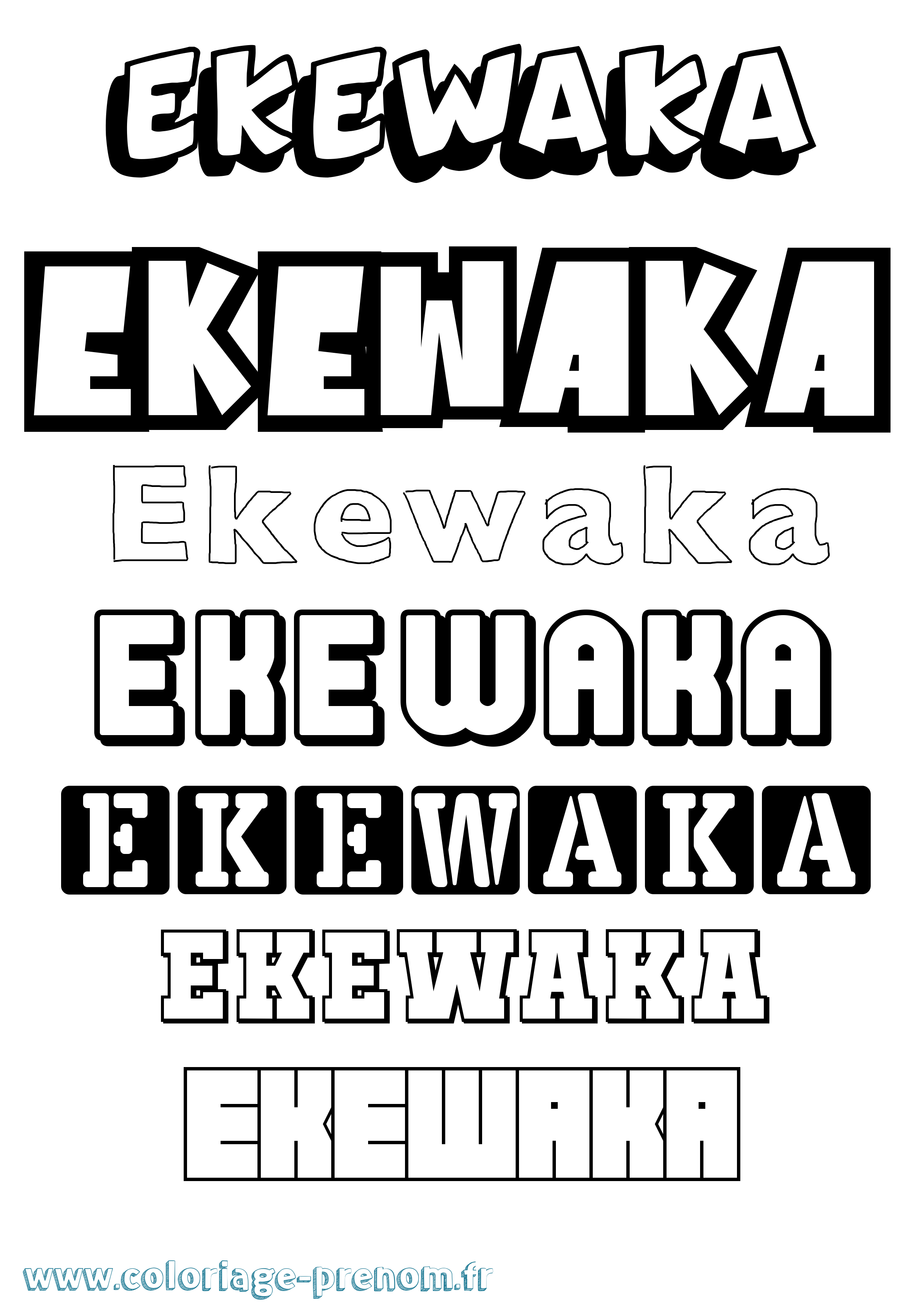 Coloriage prénom Ekewaka Simple