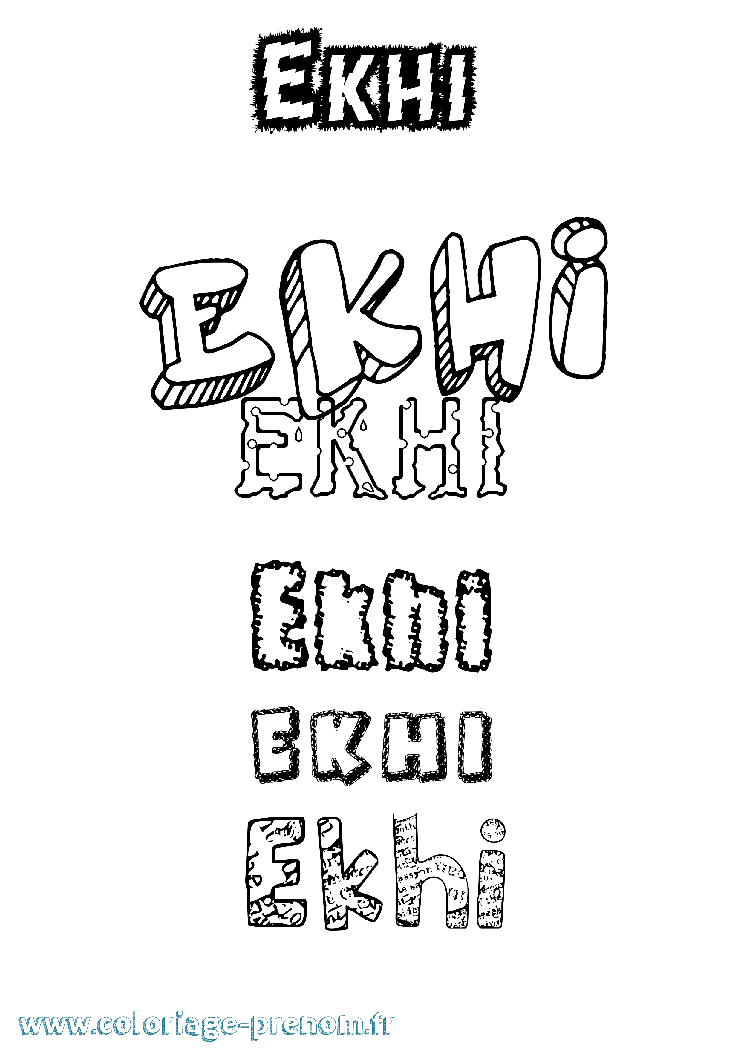 Coloriage Ekhi Destructuré Coloriage prénom Ekhi Destructuré